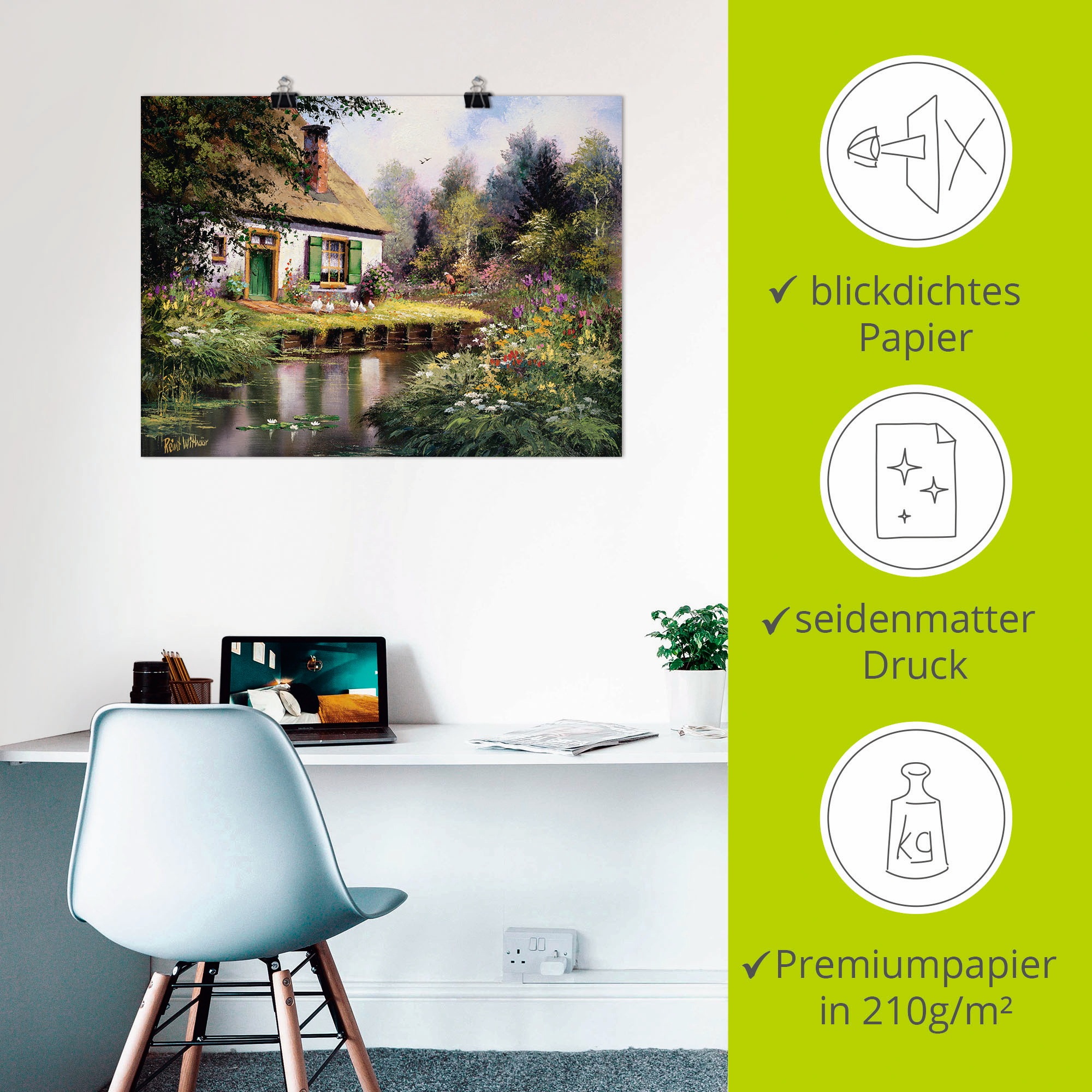 Artland Wandbild »Am Bach«, Garten, (1 St.), als Leinwandbild, Poster in verschied. Größen