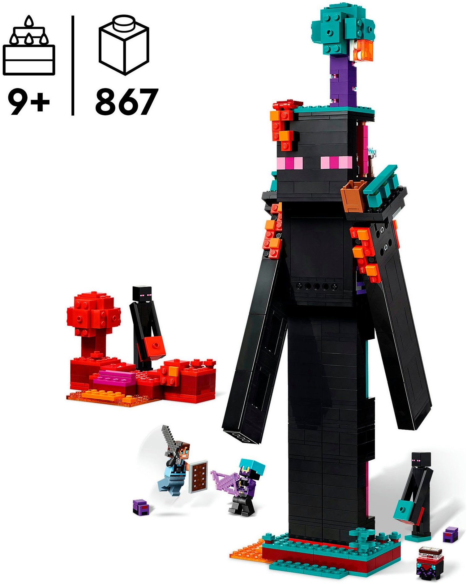 LEGO® Konstruktionsspielsteine »Der Enderman-Turm (21279), LEGO Minecraft«, (867 St.), Made in Europe