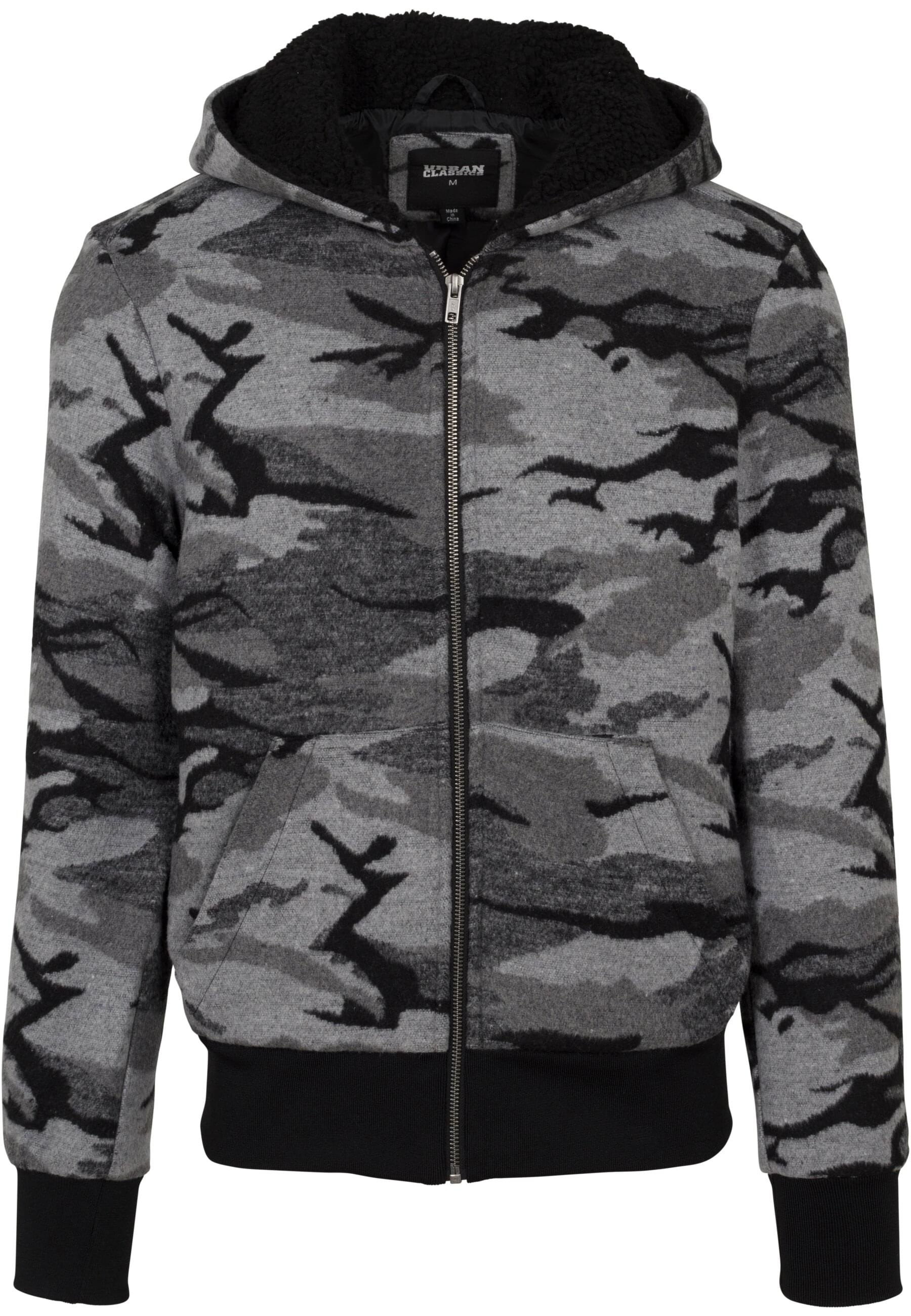 URBAN CLASSICS Winterjacke "Urban Classics Herren Camo Zip Jacket", (1 St.), mit Kapuze