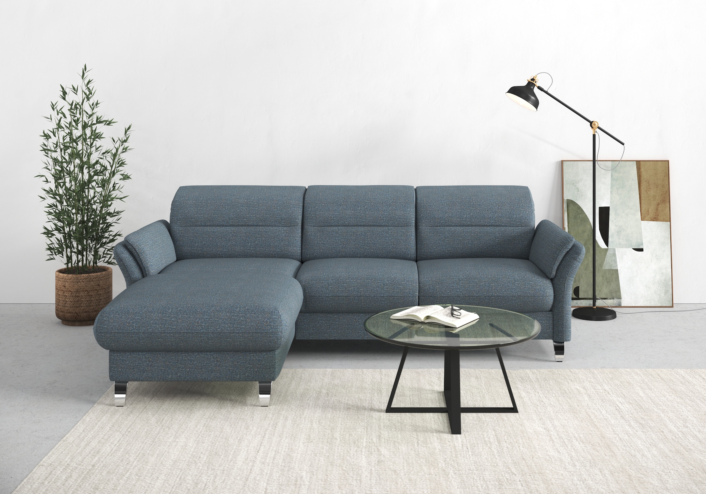 sit&more Ecksofa »Grenoble L-Form mit Federkern«, wahlweise mit Bettfunktion, Bettkasten, Arm- und Kopfteilverstellung