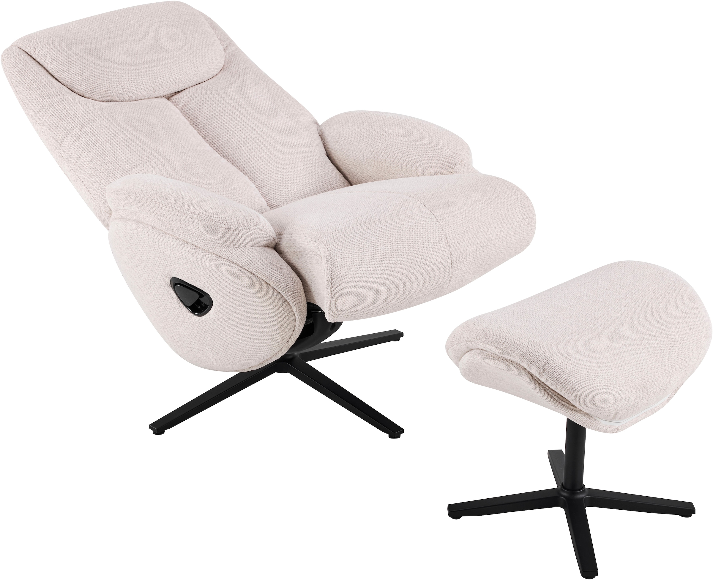 OTTO home Relaxsessel »Sessel SELLIA Relaxsessel, TV-Sessel mit Hocker,Drehsessel 360°« Verstellbare Neigung (115°-160°) für Relax- und Liegeposition