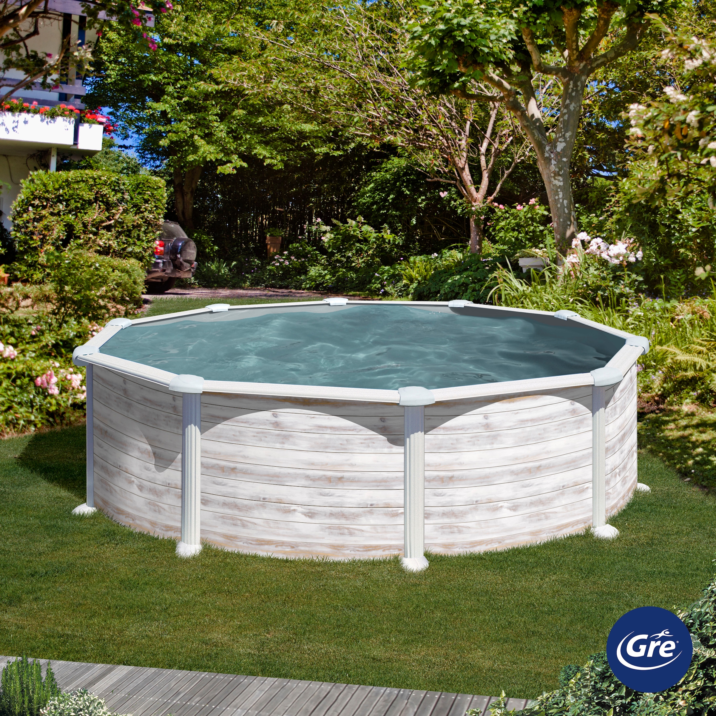 Gre Rundpool »Groenlandia inkl. Zubehör«, (Set, 5 tlg.), Höhe: 132 cm, in versch. Größen erhältlich