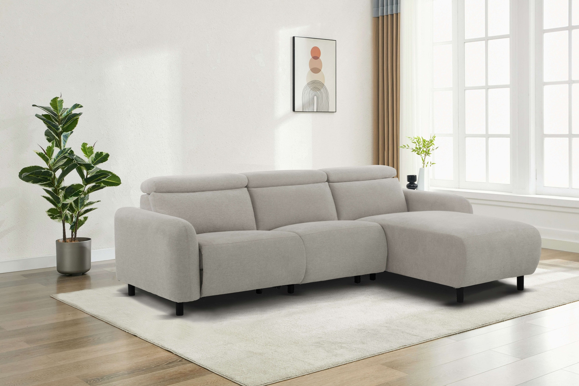 Home affaire Ecksofa »SKAANE Struktur, L-Form, 274 cm, manuelle u. elektrische Funktion,«, 274 cm, mit Kopfteilverstellung und man. oder elektr. Relaxfunktion