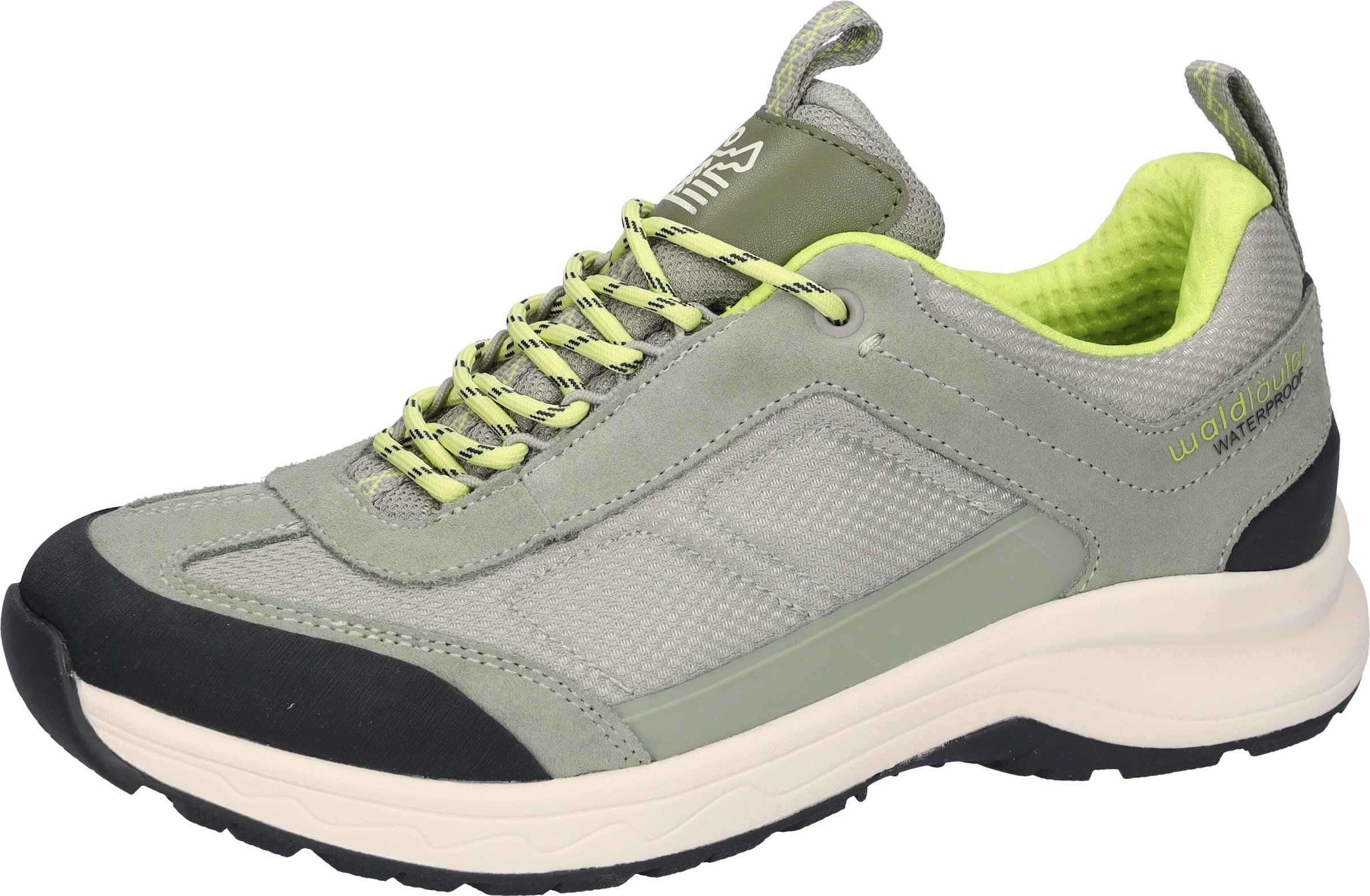 Sneaker WALDLÄUFER "H-FREYA", Herren, Gr. 4 (37), mint, schwarz, Synthetik, Textil, Veloursleder, Schuhe Sneaker, Outdoorschuh, Schnürschuh in Schuhweite H (= sehr weit), waterproof