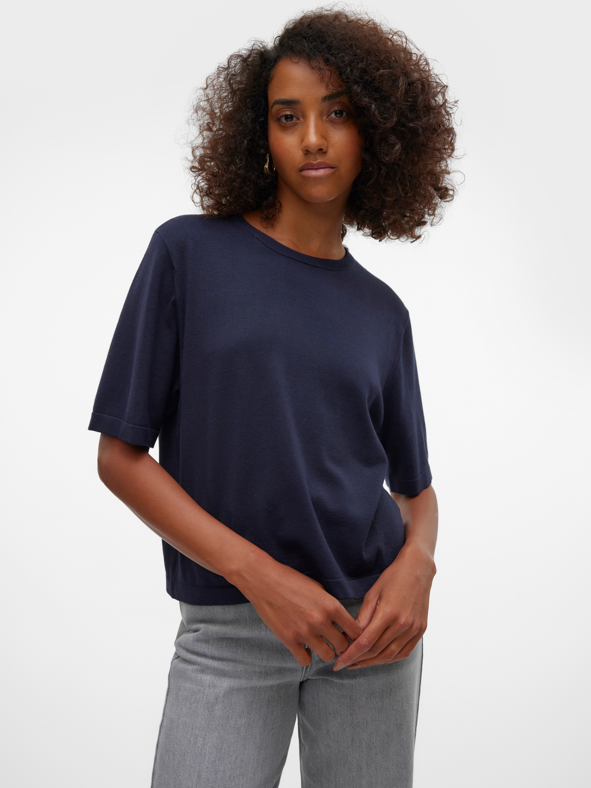 Vero Moda Kurzarmpullover "VMSILJE 2/4 O-NCK OVERSIZE PULL GA NOOS" günstig online kaufen