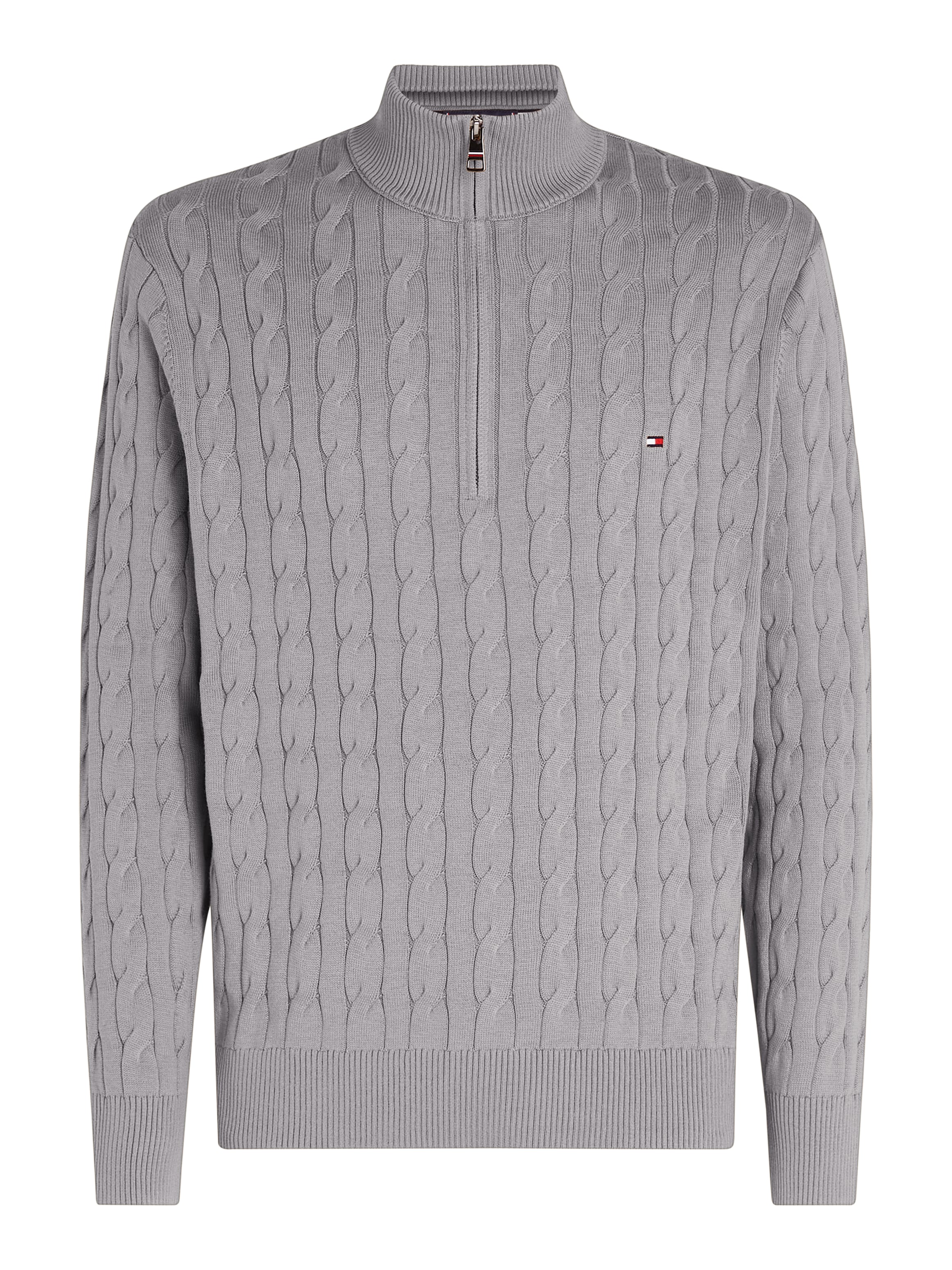 Tommy Hilfiger Strickpullover »CLASSIC COTTON CABLE ZIP MOCK«, mit modischem Zopfmuster