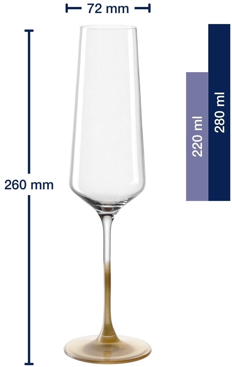 LEONARDO Sektglas »PUCCINI, goldfarben«, (Set, 2 tlg.), 2er Set, 280ml