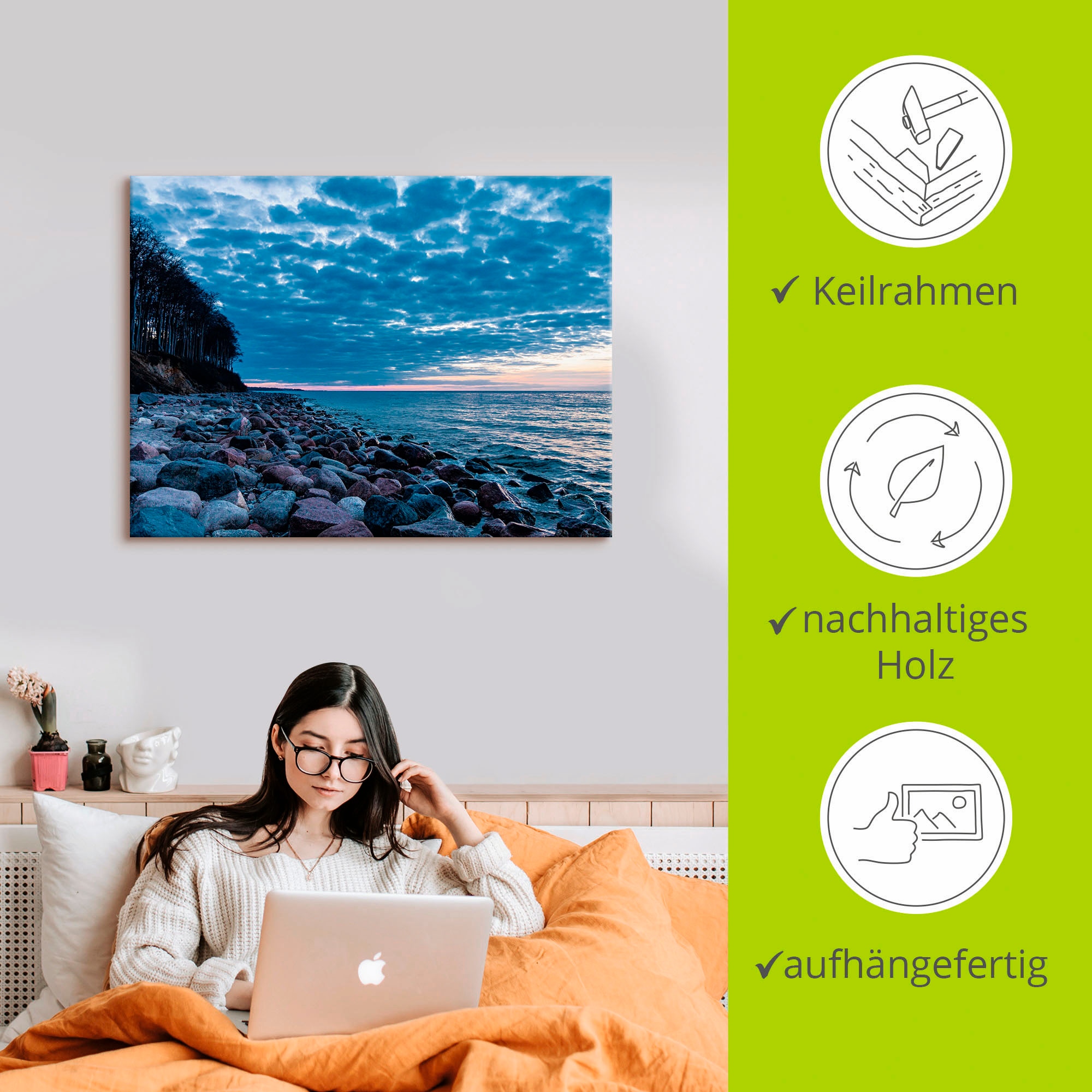 Artland Wandbild »Steine an der Küste der Ostsee« Küste 1 Stk. tlg. als Leinwandbild, Wandaufkleber in verschied. Größen