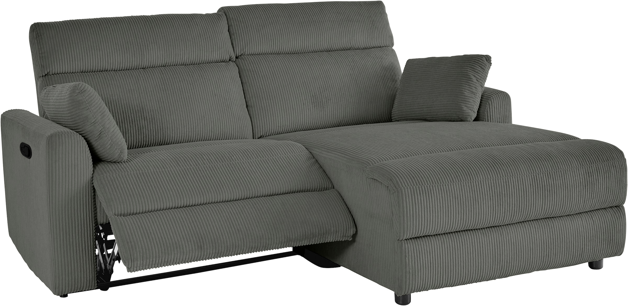 INOSIGN Ecksofa »JENNA, L-Form, 209cm, manuelle u. elektrische Funktion, mit USB A/C,«, Liegefunktion 105°-150°, Federkern, Cord