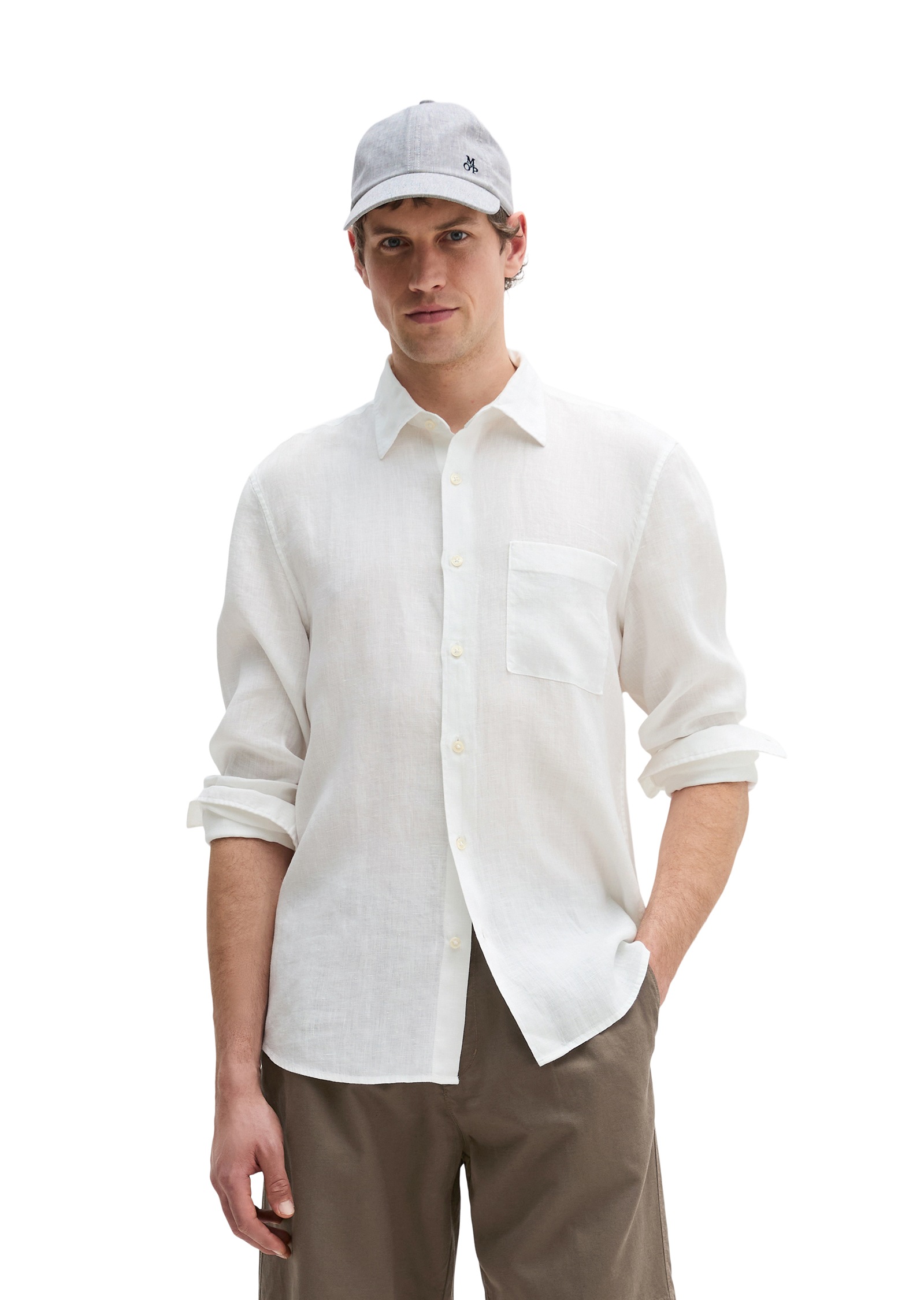 Leinenhemd MARC O'POLO, Herren, Gr. XL, N-Gr, weiß, Web, Obermaterial: 100% Leinen, Manschette, Hemden, im klassisch cleanen Look 6