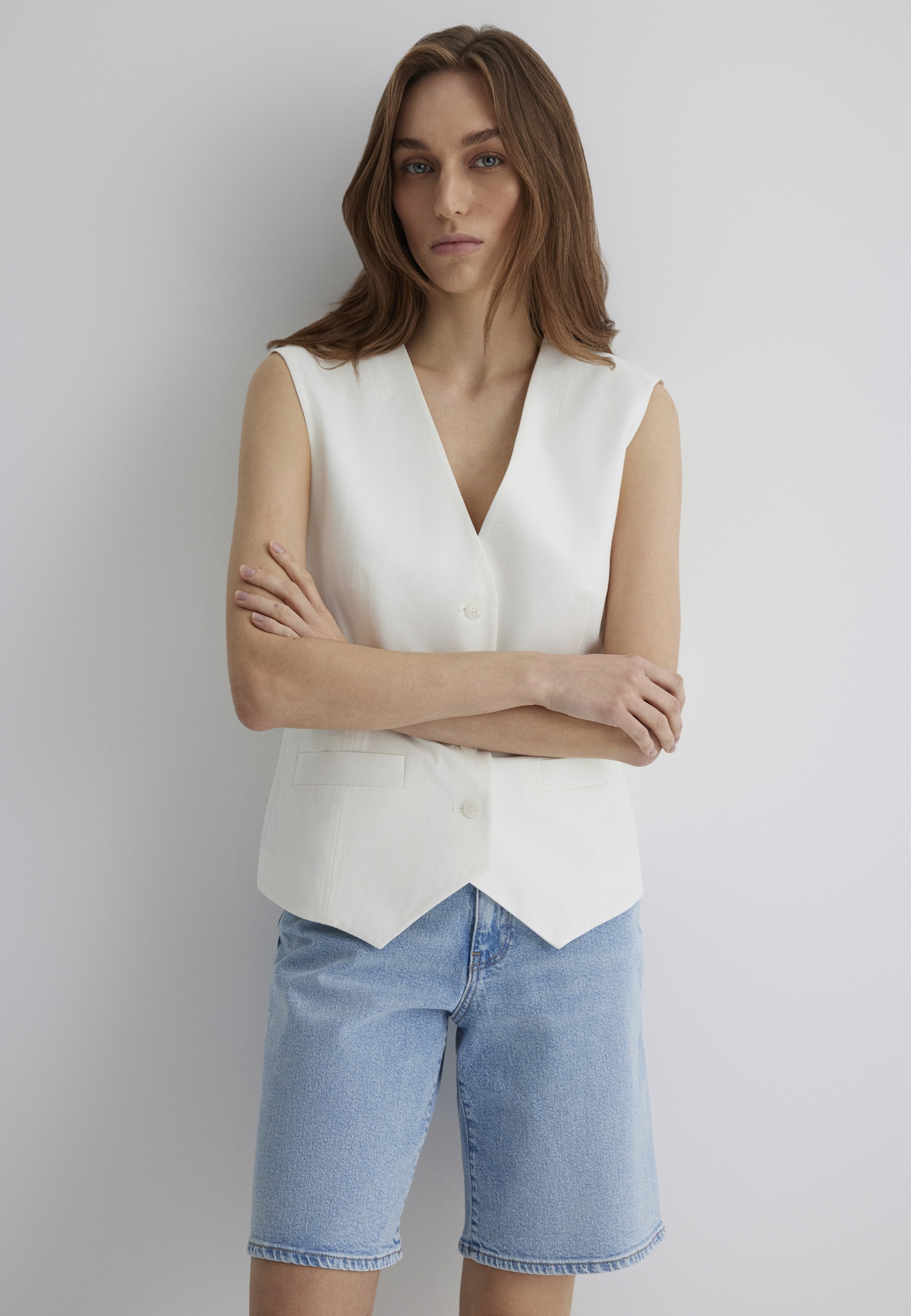 Mavi Kurzjacke »WOVEN VEST« ohne Kapuze Weste ärmellos