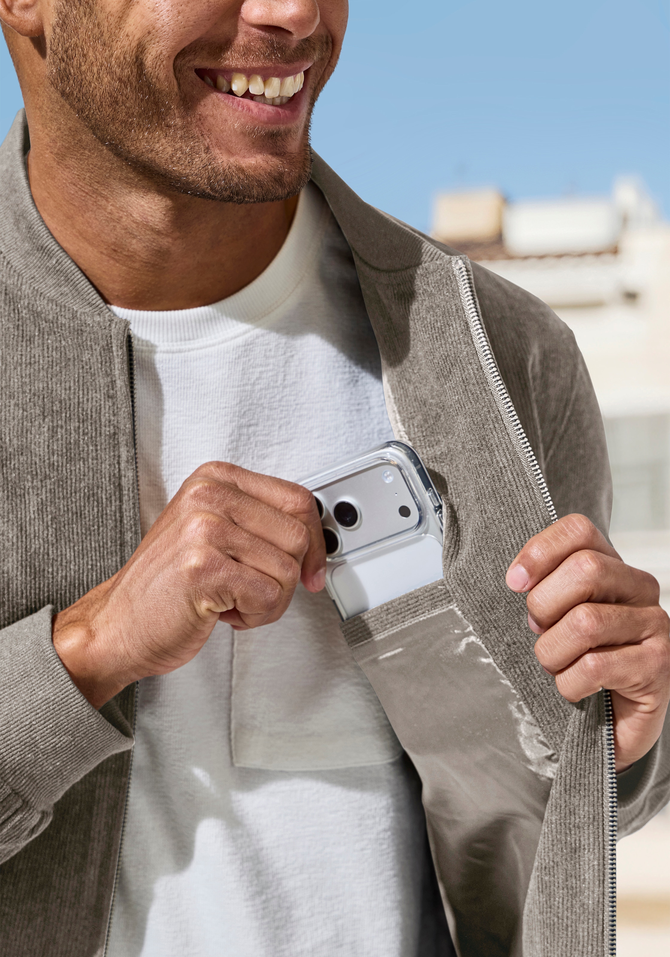 H.I.S Cordjacke »- Blouson mit Reißverschluss« , Pilotenjacke / Übergangsjacke aus Cord, regular fit