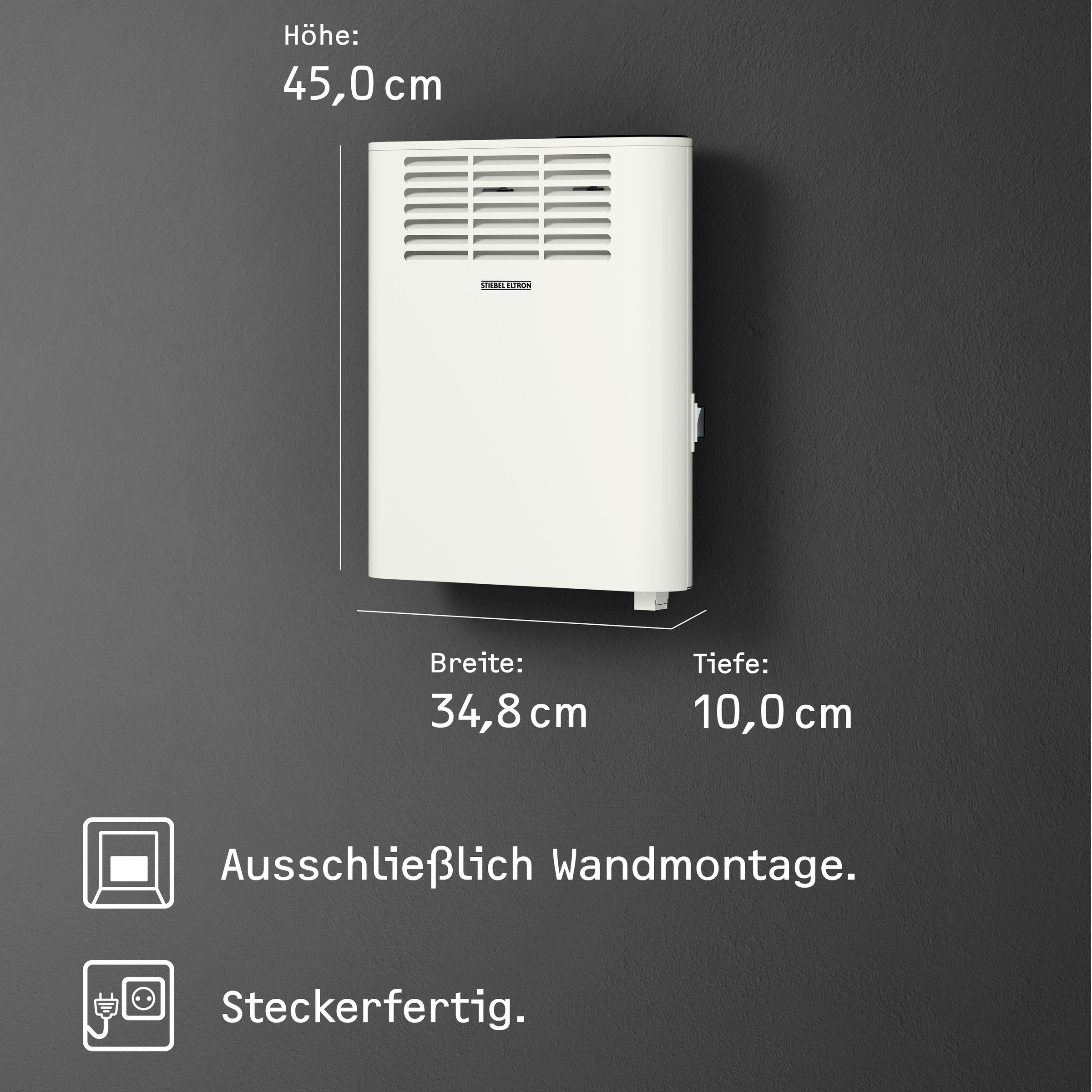 STIEBEL ELTRON Konvektor »»CNS 500 Plus LCD«, Wandkonvektor, energiesparend, weiß, 0,5 kW«, für ca. 6 m², LCD-Display, Wochenzeitschaltuhr/-timer, LC-Display