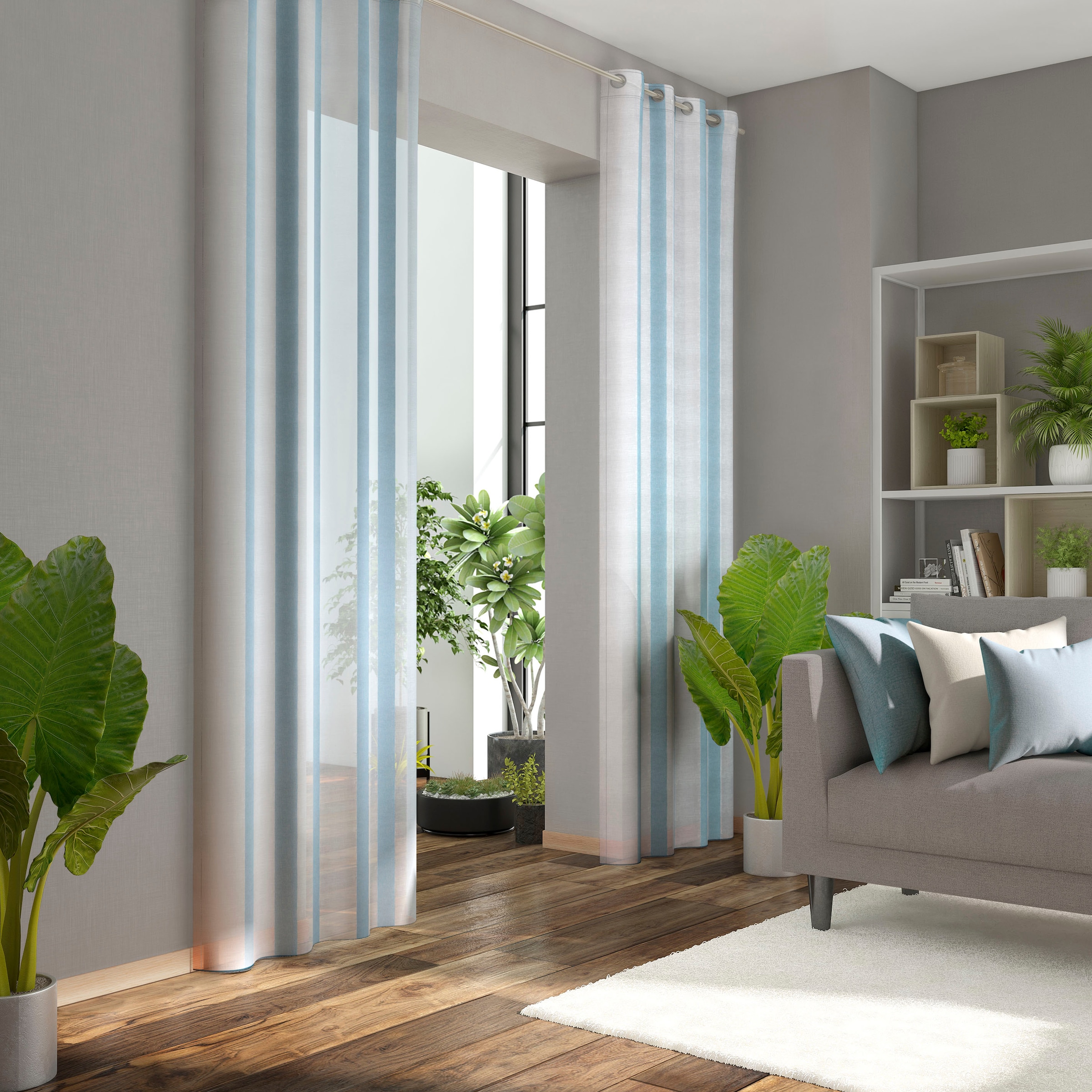Neutex for you Vorhang "ALASSIO" Ösen 1 tlg. Längssteifen mit Glanzeffekt günstig online kaufen