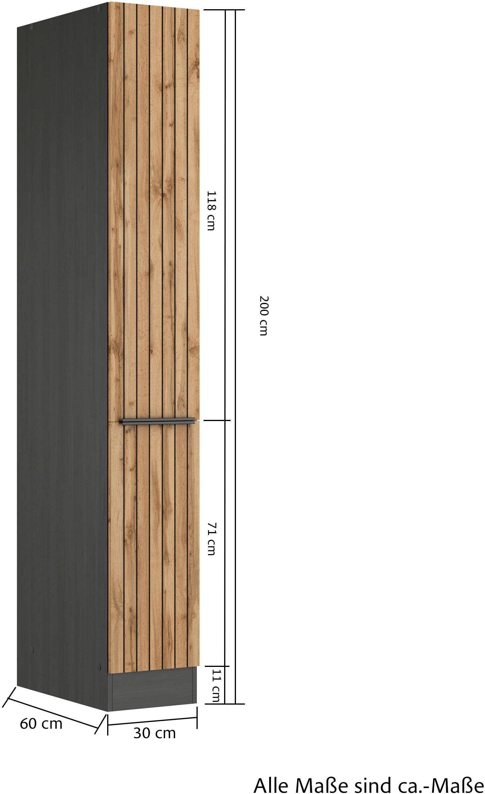 KOCHSTATION Apothekerschrank »KS-Lagos«, Breite/Höhe 30/200 cm, mit 5 großen Ablagekörben