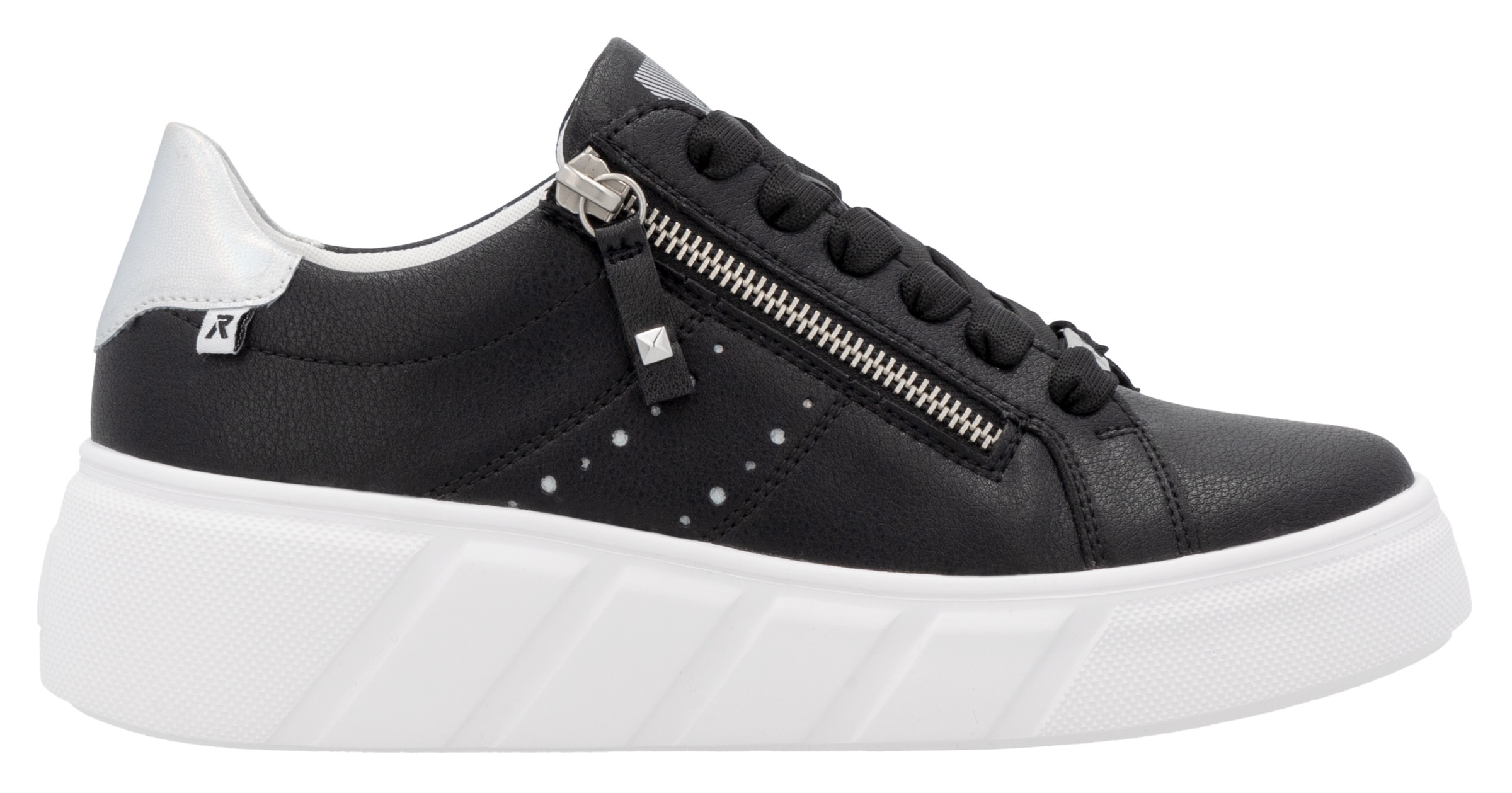 RIEKER Sport Plateausneaker, Freizeitschuh, Halbschuh, Schnürschuh mit seitlicher Perforation
