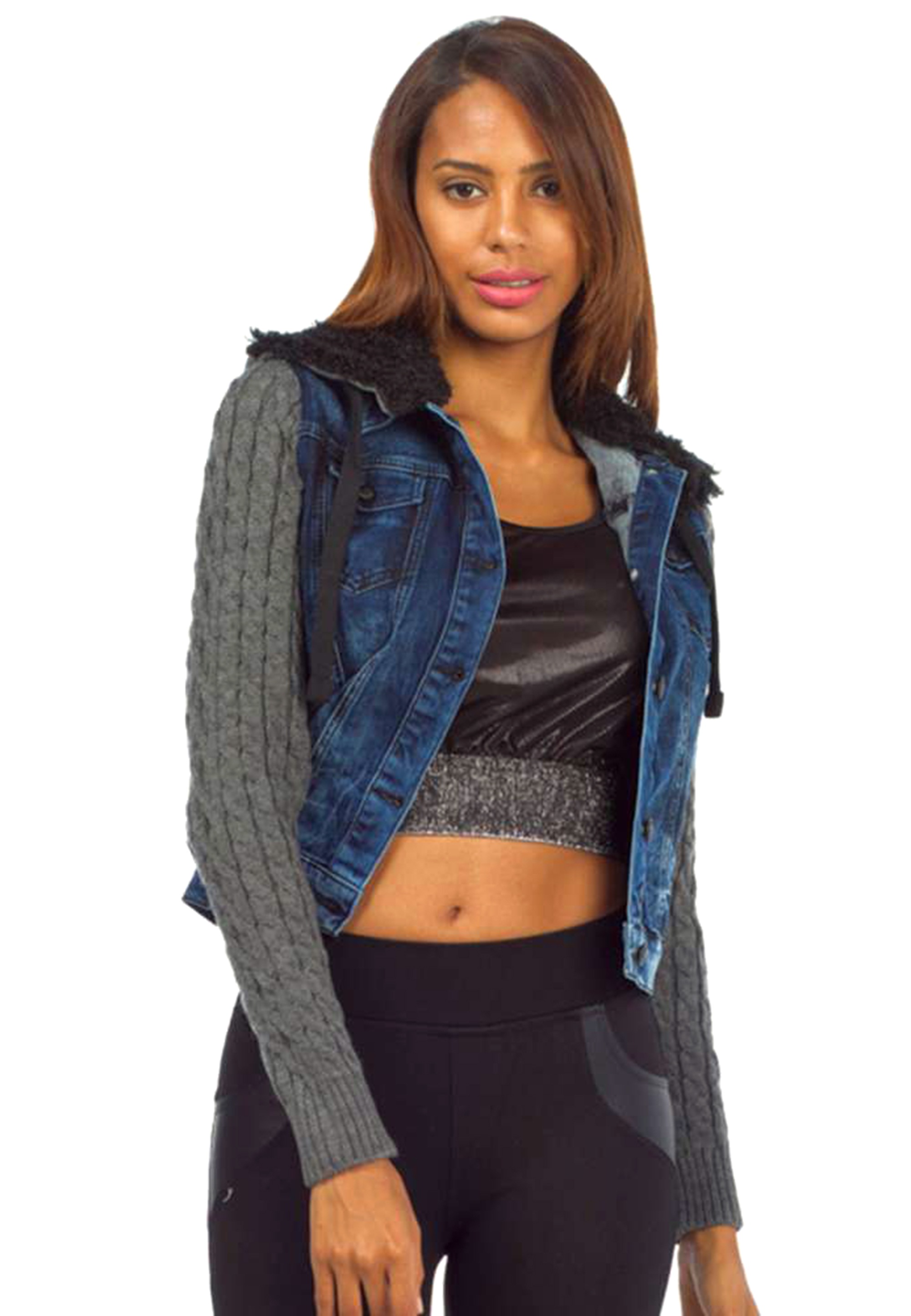 Cipo & Baxx Outdoorjacke, mit trendigen Wollärmeln