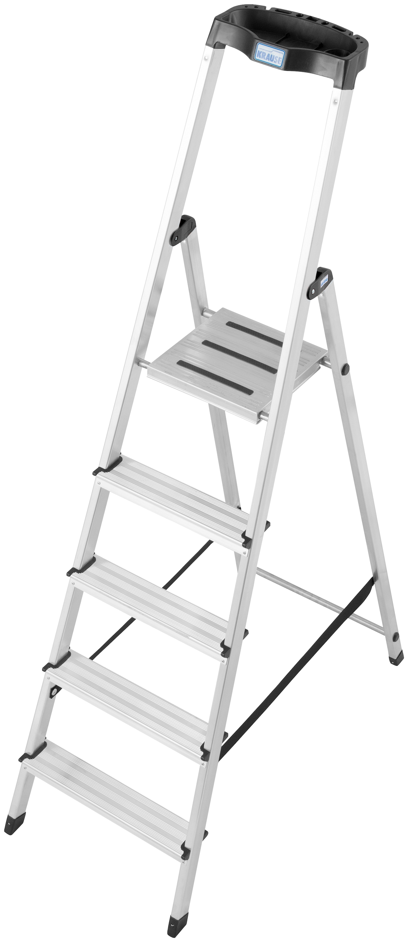 KRAUSE Stehleiter "Safety", Aluminium, 1x5 Stufen, Arbeitshöhe ca. 305 cm