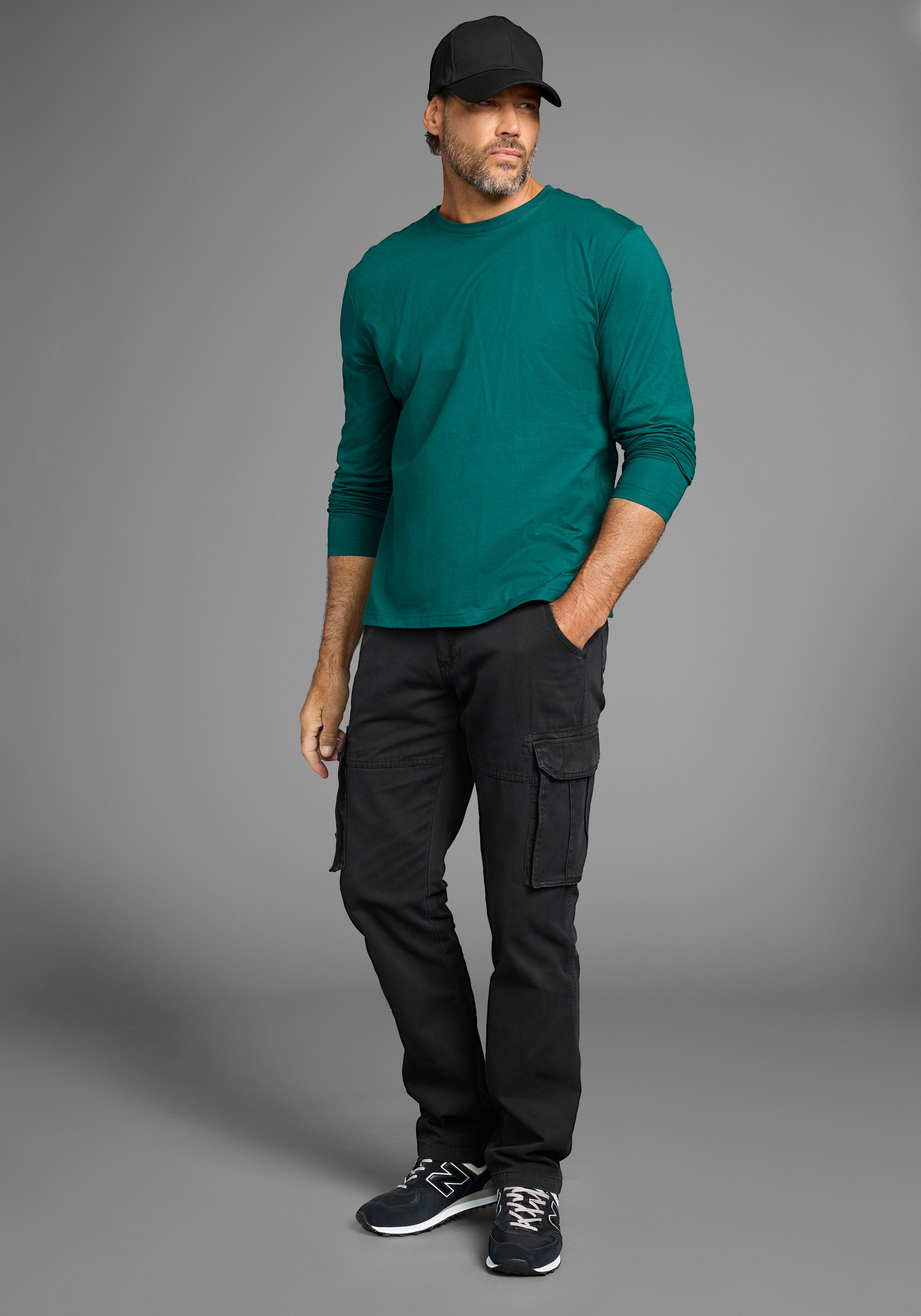 Man's World Langarmshirt »neue Farbe !«, (3er-Pack), Langarm, unifarben, aus Baumwolle, im 3er-Pack