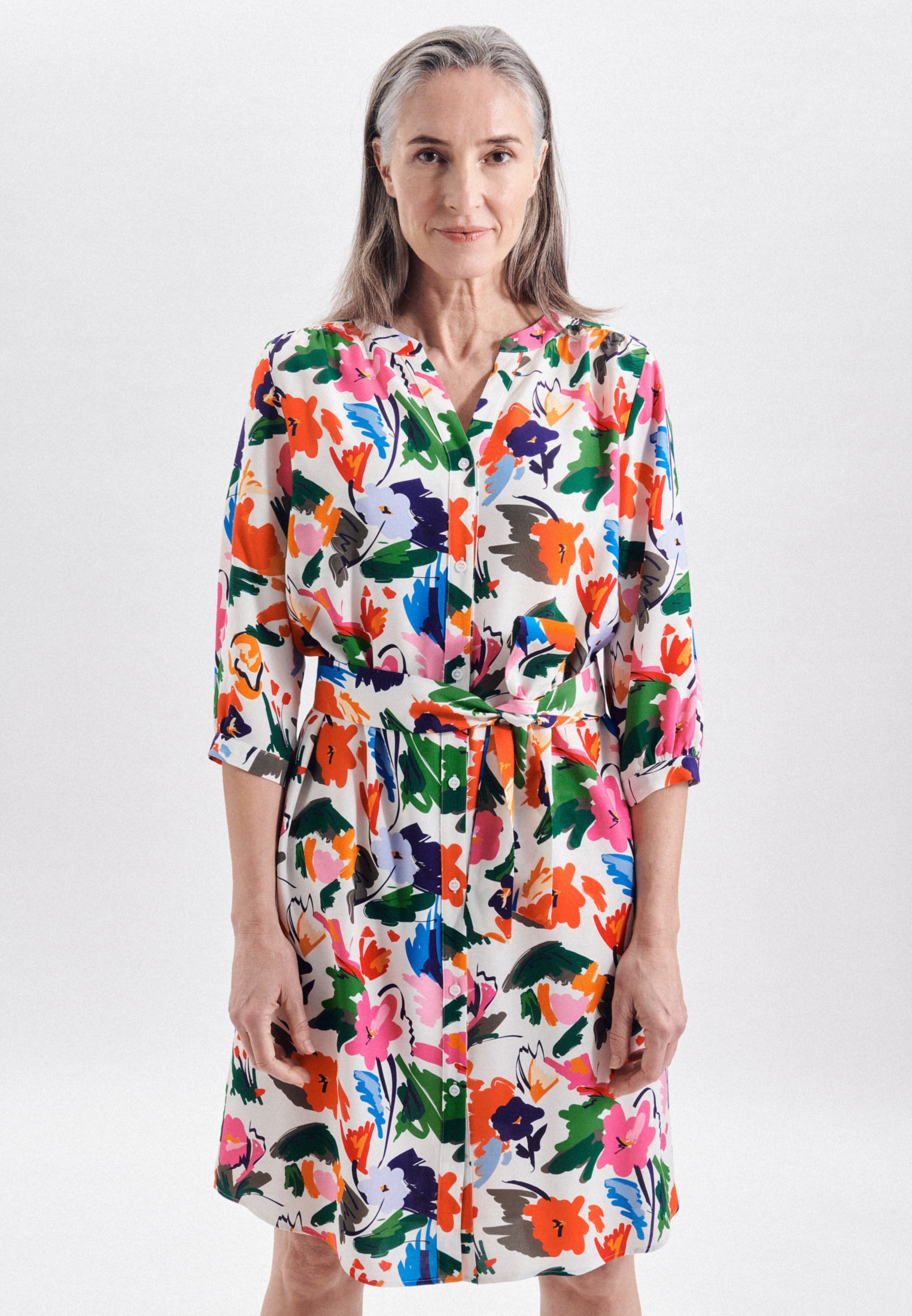 seidensticker Sommerkleid »Schwarze Rose«, 3/4-Arm V-Neck Floral