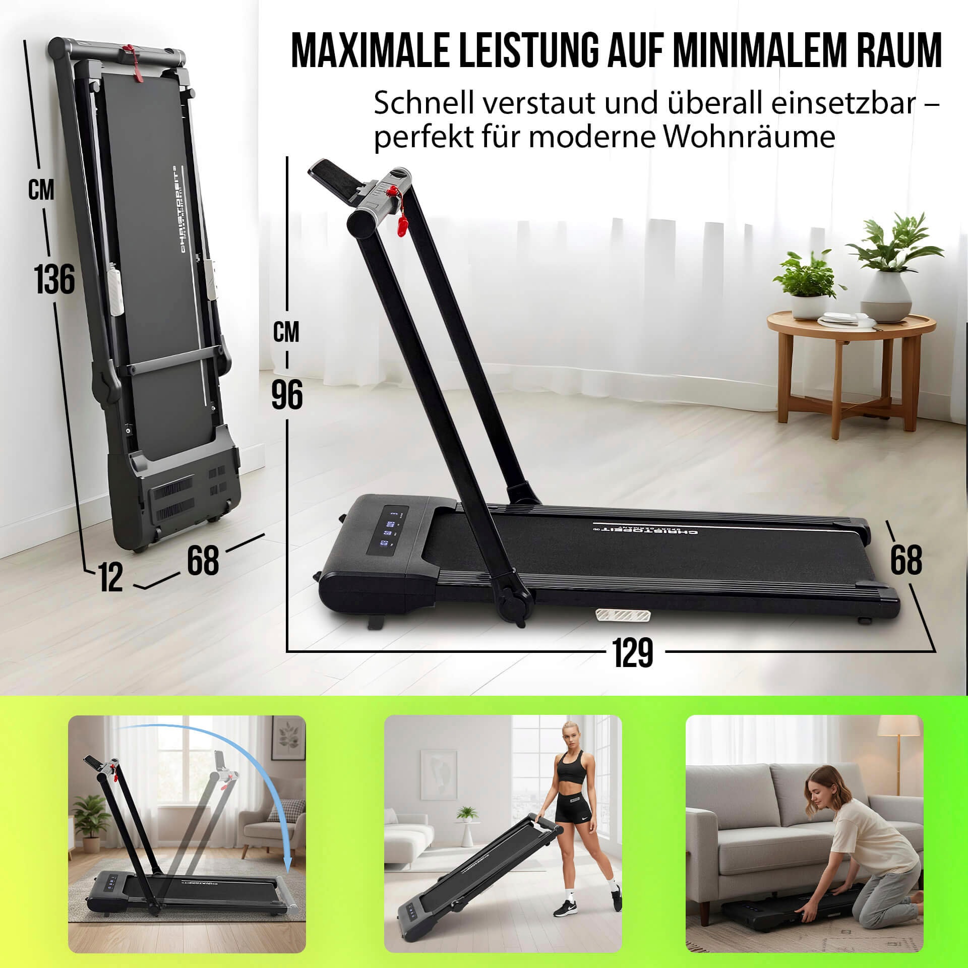 Christopeit Sport® Laufband »Laufband Walk Run Pro 2 in 1« bis max. 12 km/h, klappbar, 120 kg max. Benutzergewicht