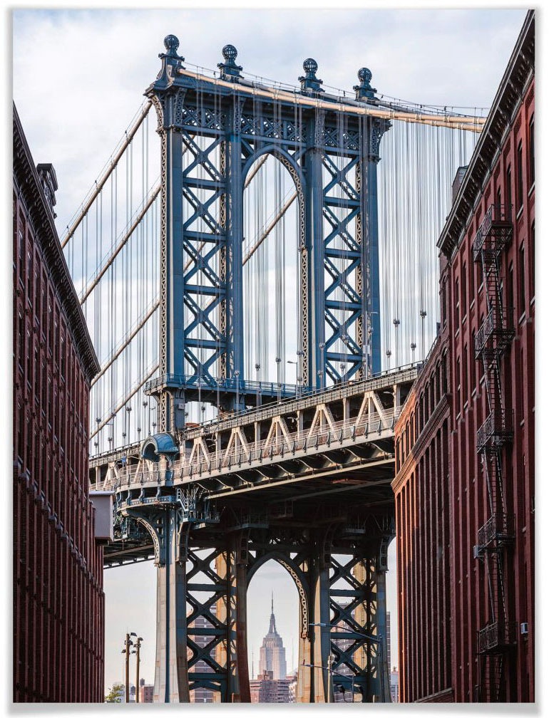 Wall-Art Poster »Brooklyn Bridge«, Brücken, (1 St.), Poster ohne Bilderrahmen