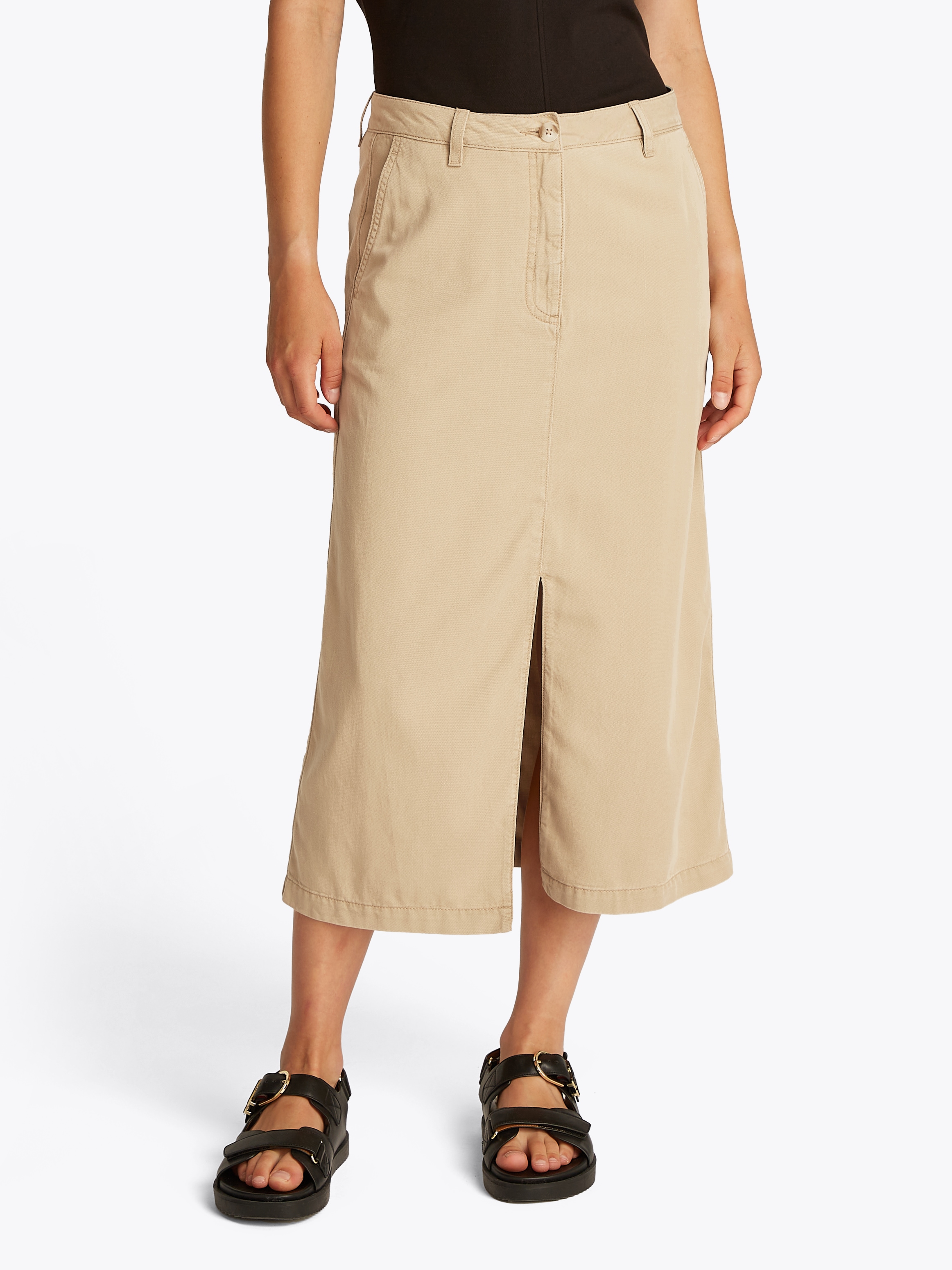 Tommy Hilfiger Webrock "CO TENCEL MIDI SKIRT", mit Schlitz