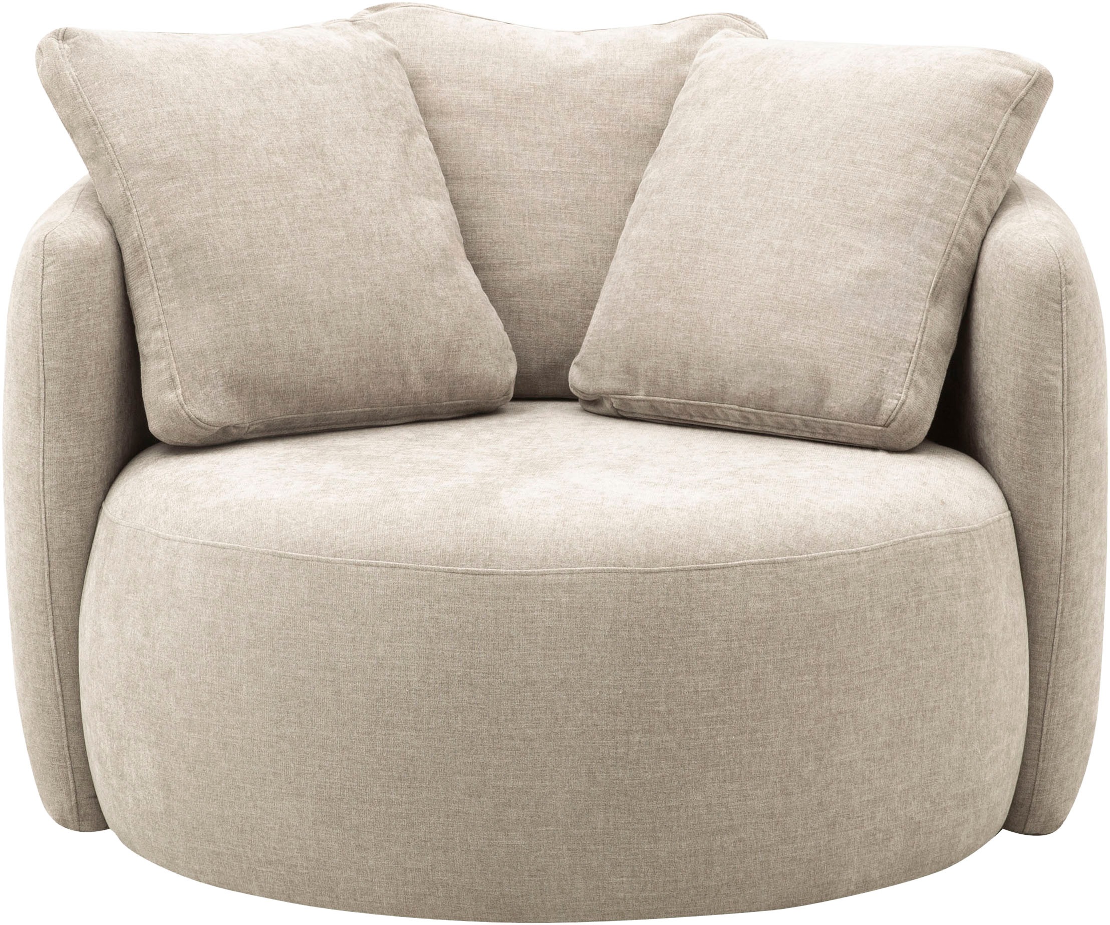 OTTO products Sessel »Kaarl, moderner Rundsessel, Loungesessel, Loveseat« Webstoff, in fünf Farben, inkl. Rückenkissen, zeitloses Design