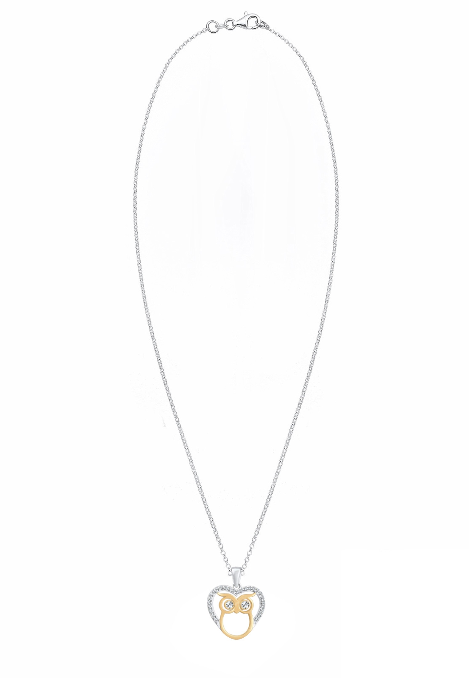 Elli Collierkettchen »Eule Herz Bi-Color Kristalle Silber«