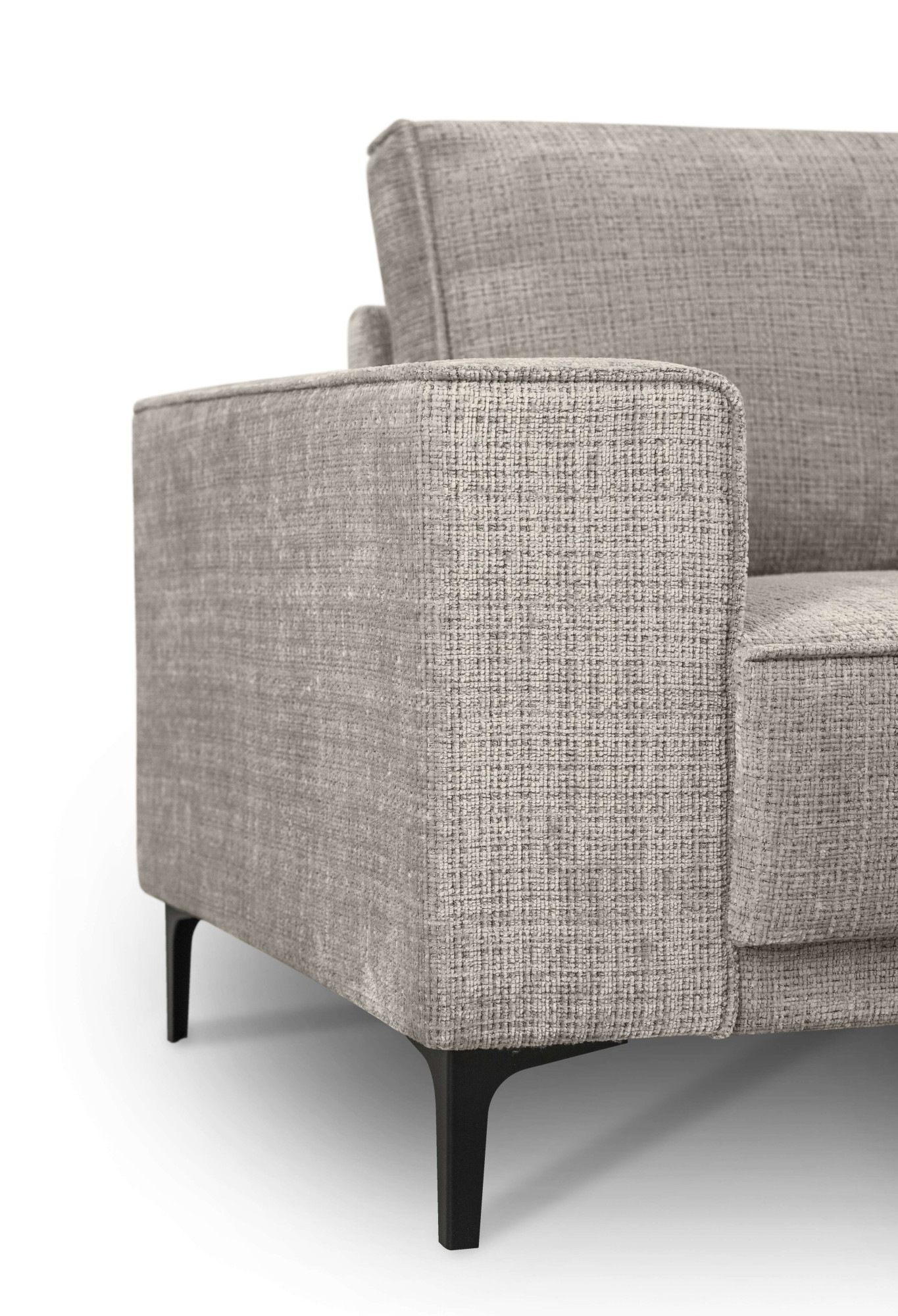 Places of Style Wohnlandschaft »XXL Sofa Oland, Struktur, Flachgewebe, Luxus-Microfaser, Boucle«, U-Form, 342 cm, Wellenunterfederung, Skandi-Design, Metallfüße