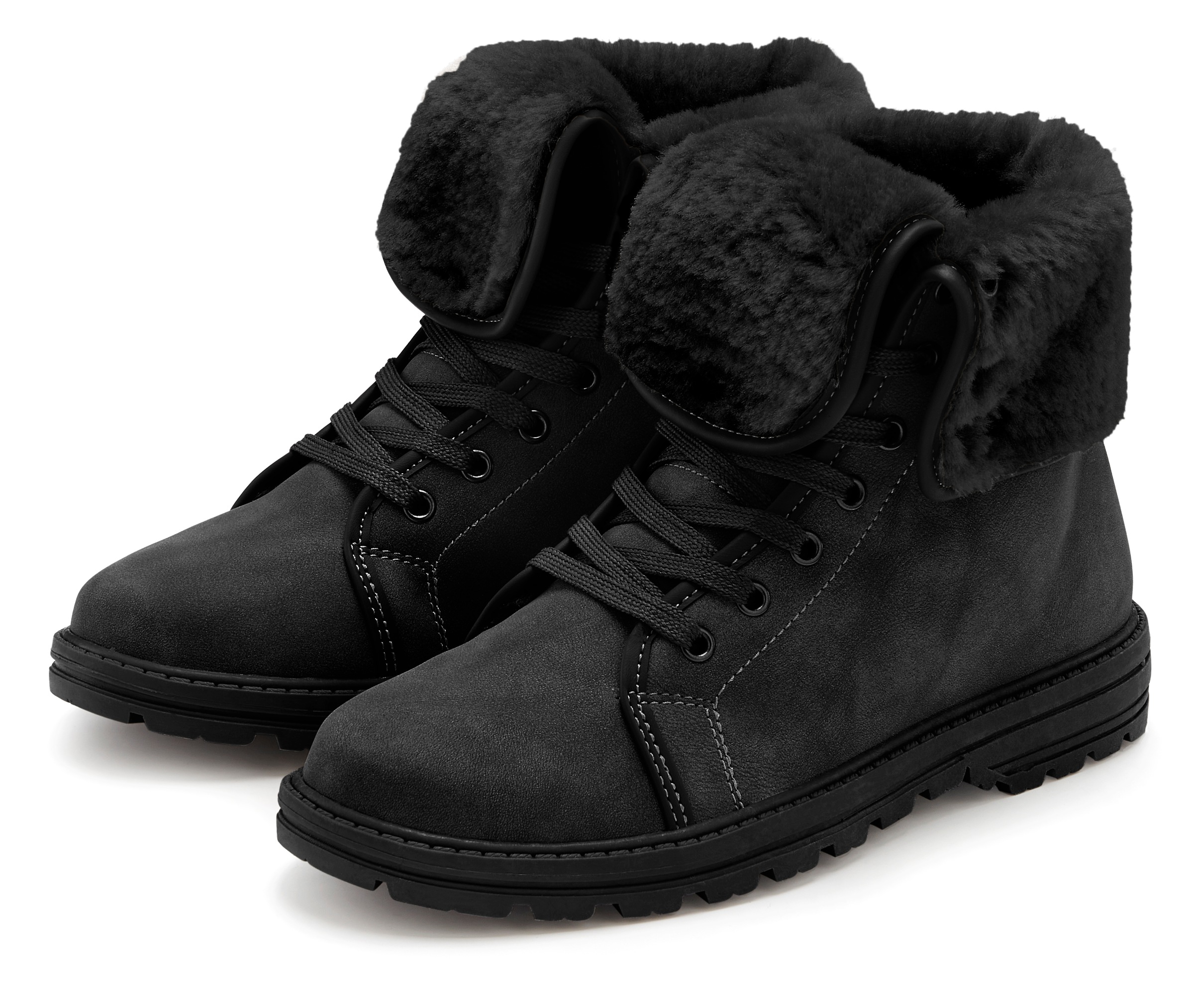 LASCANA Stiefelette "Boots," mit Fellimitat-Applikation VEGAN günstig online kaufen