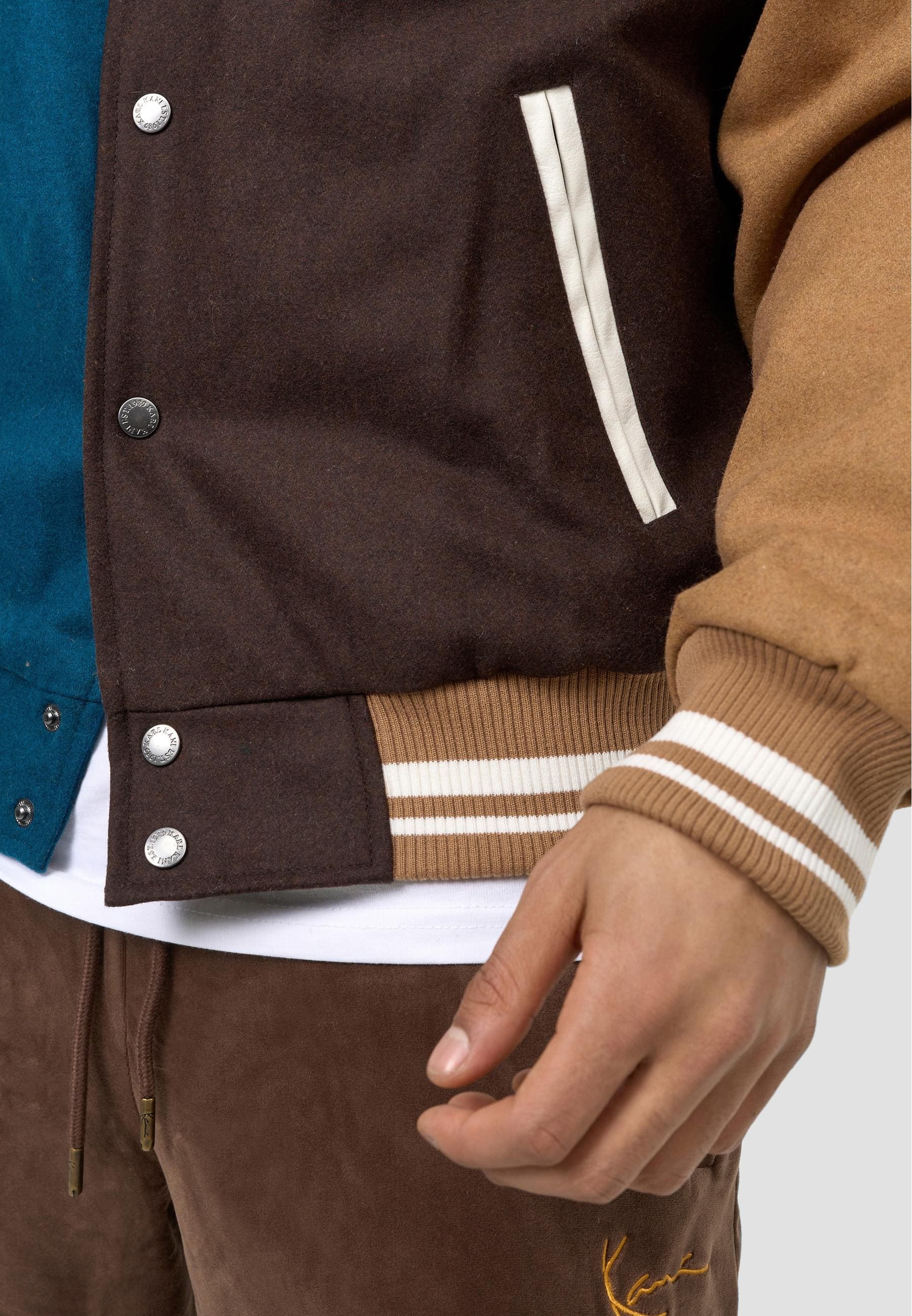Karl Kani Allwetterjacke »Karl Kani Herren KM213-069-1 OG Block Wool Blend College Jacket«, (1 St.), ohne Kapuze
