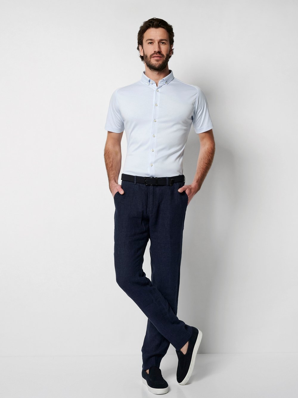 DESOTO Kurzarmhemd »Casual Modern BD 1/2«, Mit Rundhalsausschnitt