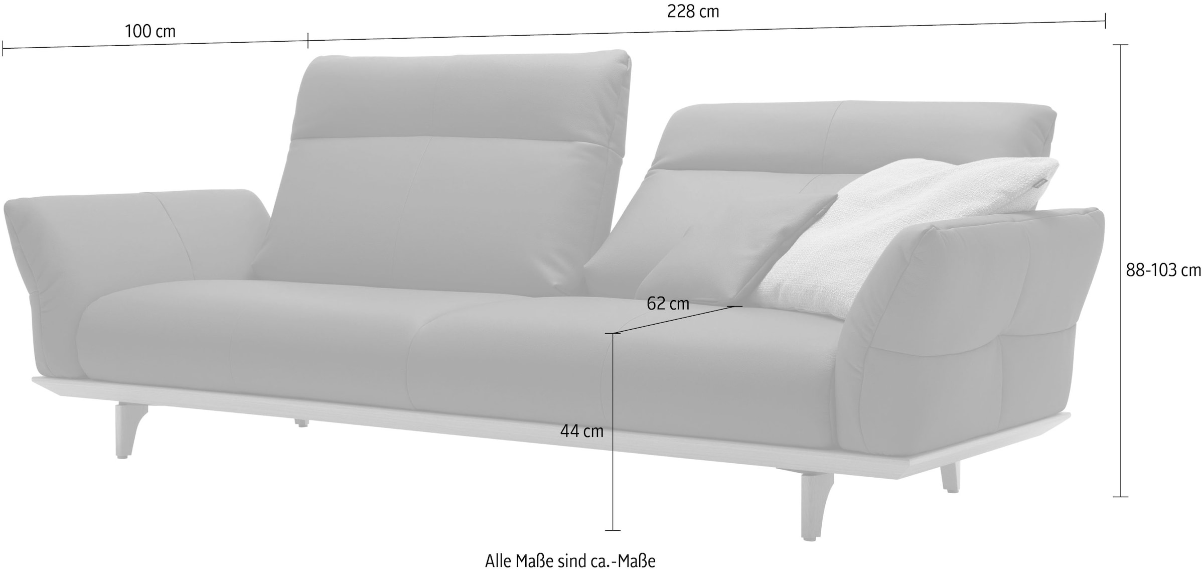 Creation BY ROLF BENZ 3,5-Sitzer »CR.460«, Sockel in Eiche, Füße Eiche natur, Breite 228 cm