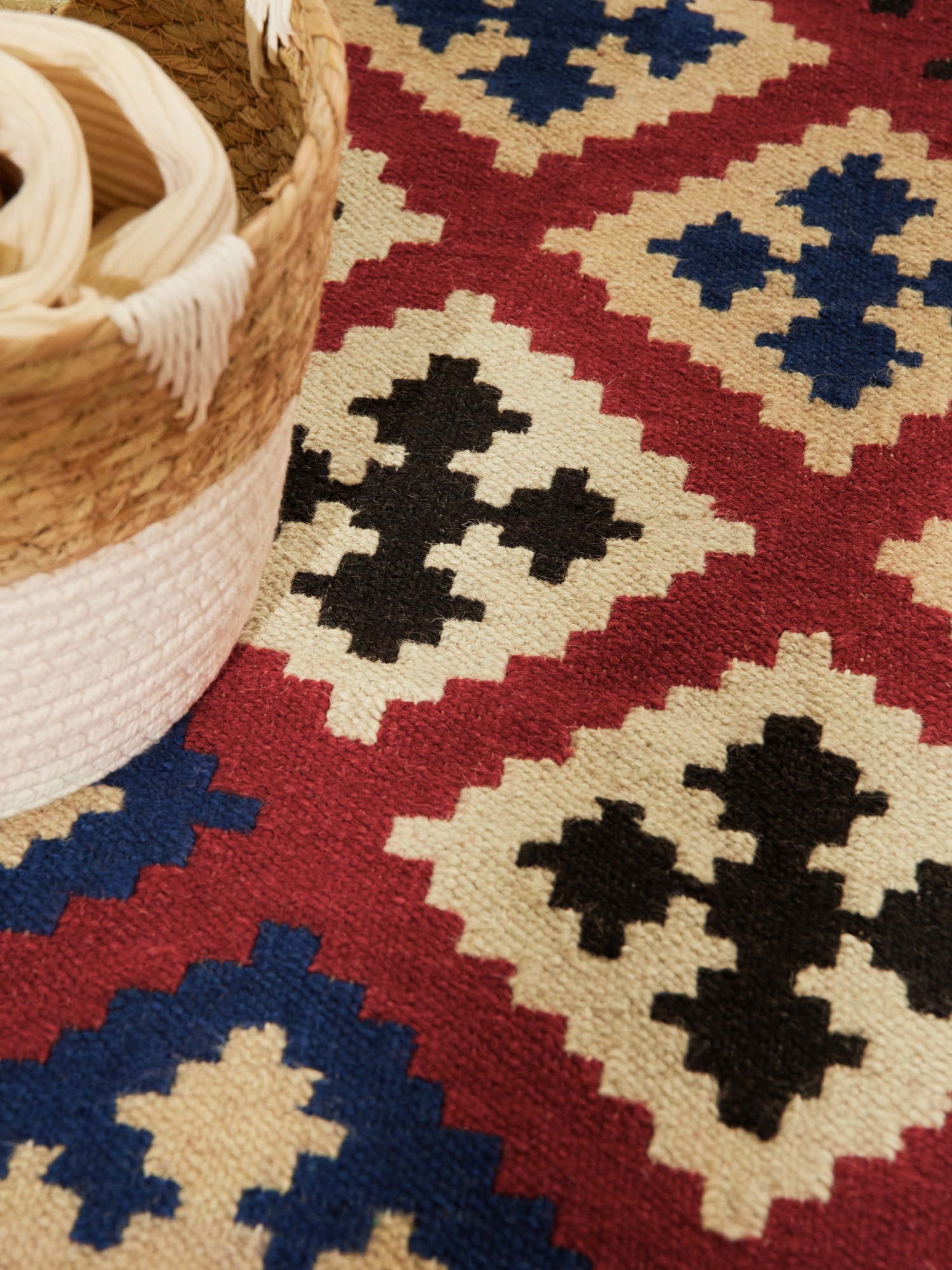 HANSE Home Teppich »Kelim Rami«, rechteckig, 3 mm Höhe, Wolle, Baumwolle, Natur, Handgewebt, orientalisch, Boho, traditionell
