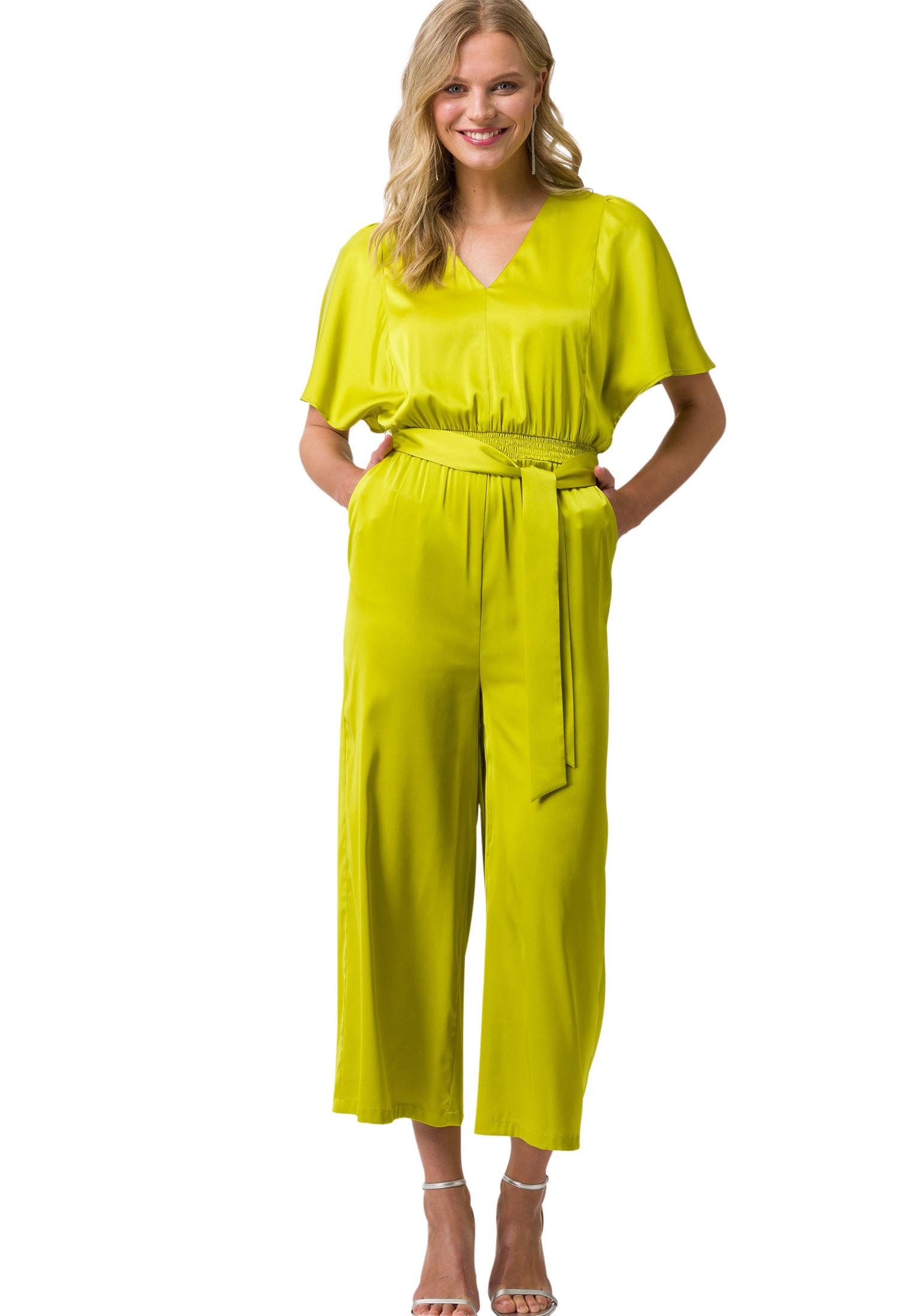 Zero Overall "zero Jumpsuit Satin mit Stoffgürtel", (1 tlg.), Gürtel