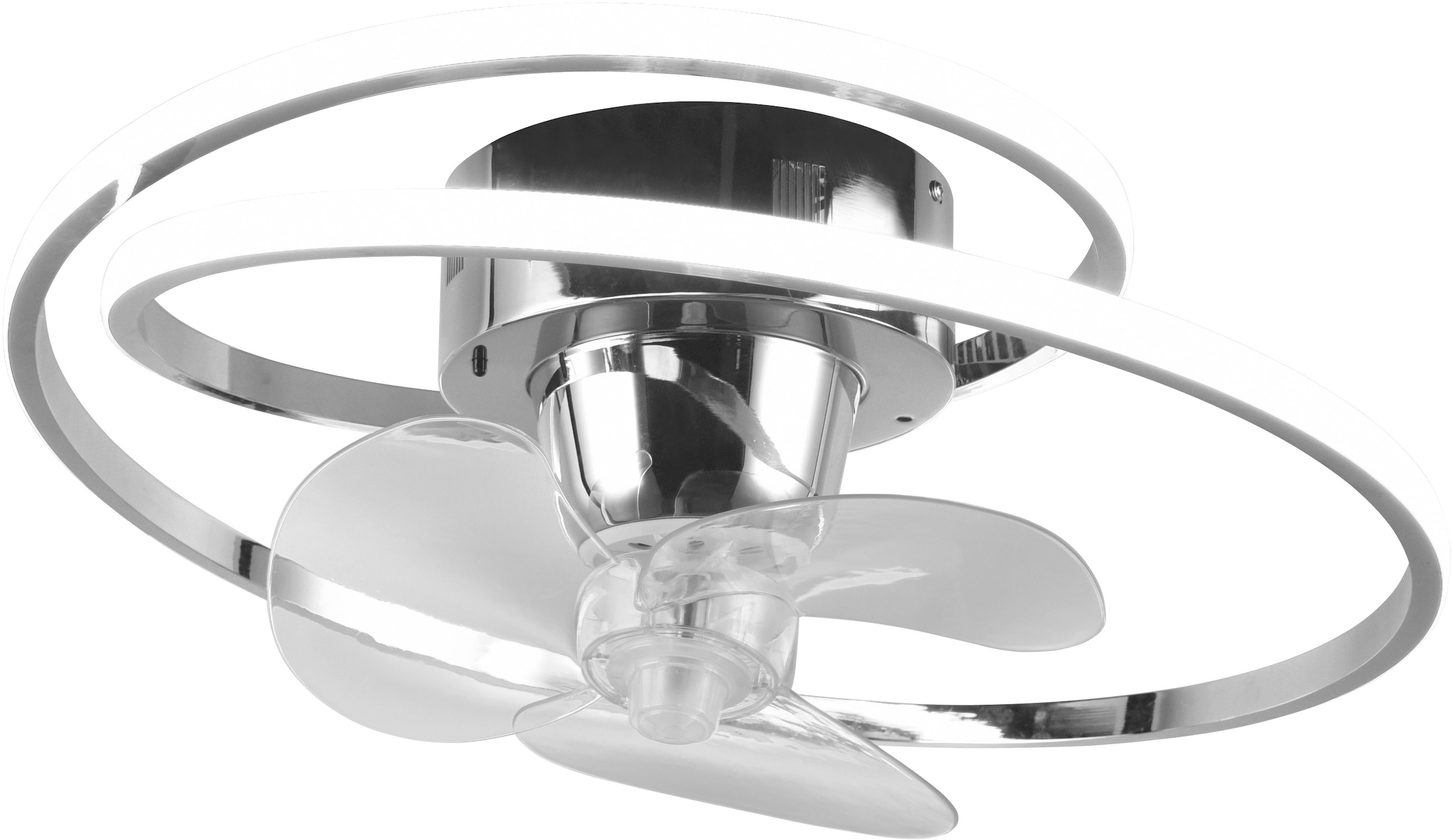 REALITY Leuchten LED Deckenleuchte »UMEA Deckenventilator mit Beleuchtung, Rotor schwenkbar, Fernbedienung«, 1 flammig, Leuchtmittel LED-Board | LED fest integriert, LED Ventilator dimmbar CCT Memory Nachtlicht Sommer- & Winterfunktion