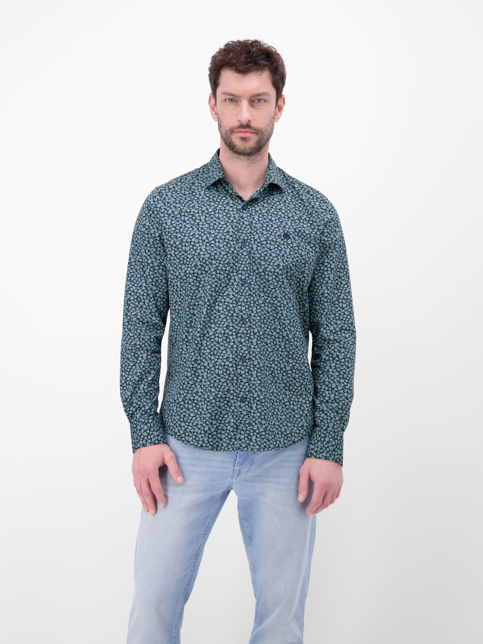 LERROS Langarmhemd mit Allover-Minimal-Print günstig online kaufen