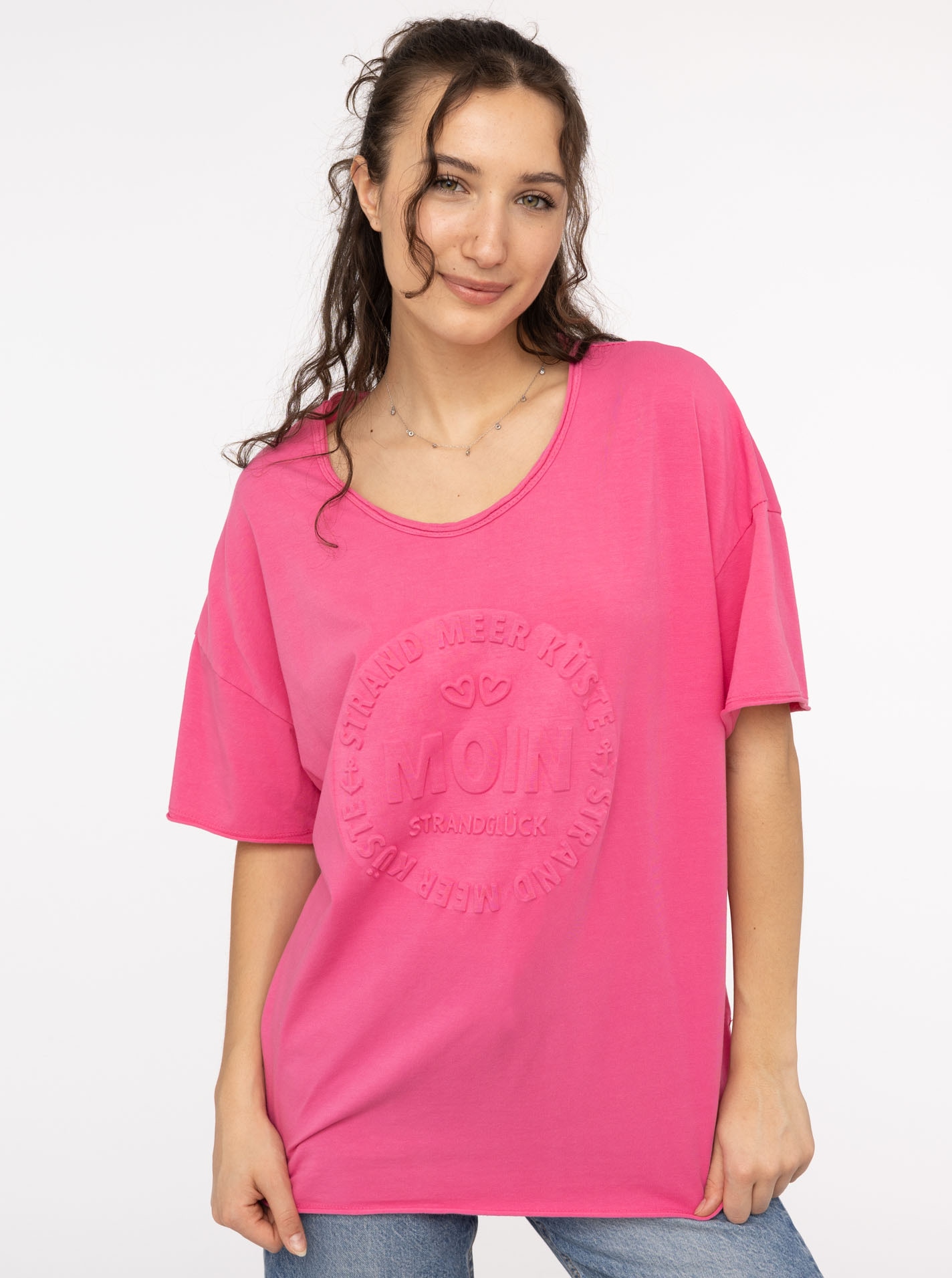 Zwillingsherz Kurzarmshirt "Oversized Shirt Stempeldruck "Moin"", Kurzarm, günstig online kaufen