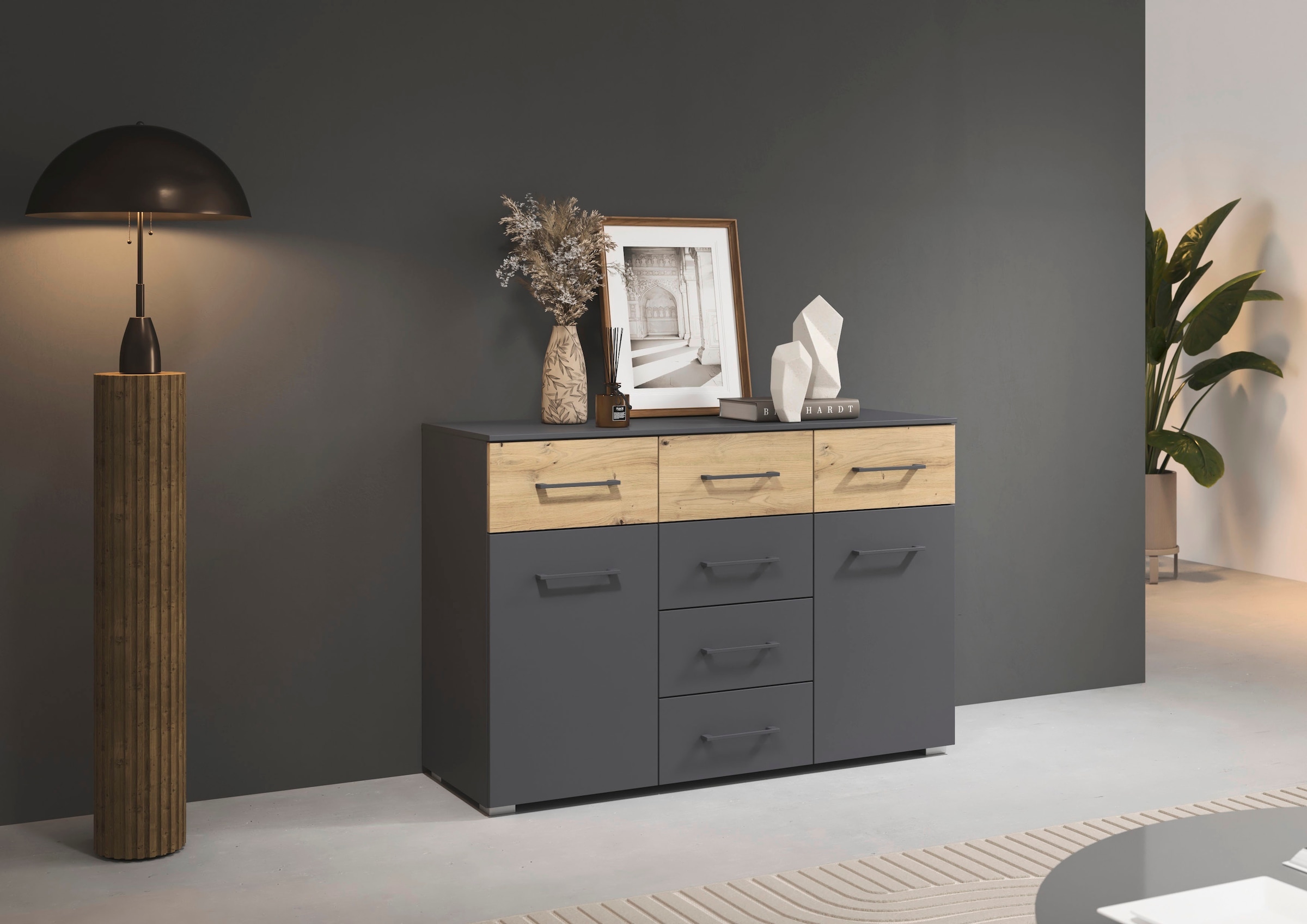 rauch Kombikommode »Sideboard Kommode Schubladenkommode Türenkommode BOSTON-EXTRA« B/H/T: 120/81/42 cm,  mit 6 geräumigen Schubladen, Einlegeböden verstellbar MADE IN GERMANY