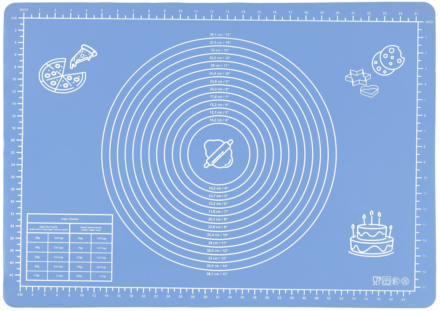 Maximex Backmatte "Antihaft" Kunststoff Papier Silikon Set, 3 Stk. tlg. Teigunterlage aus rutschfestem Silikon, mit Teigschaber und Rezeptheft