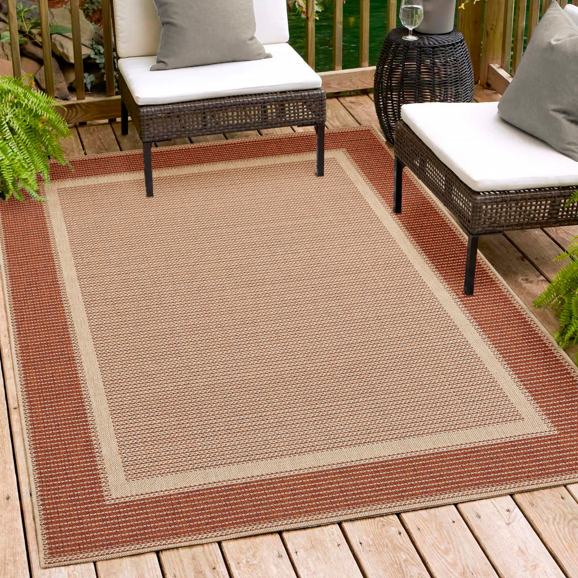 Andiamo Teppich "ARIZONA 2" rechteckig 5 mm Höhe Flachgewebe, mit Bordüre, In- und Outdoor geeignet, wetterfest