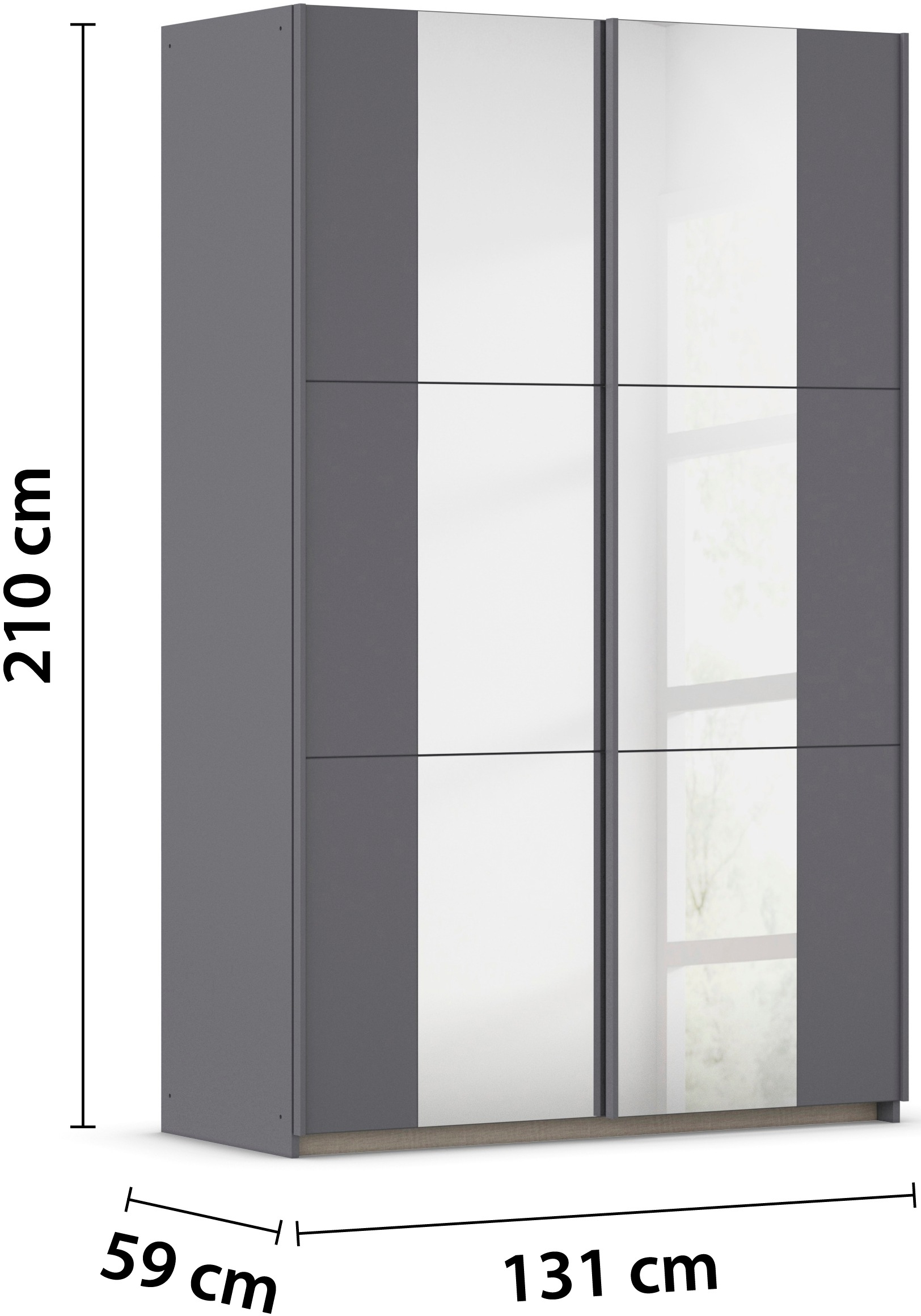 rauch Schwebetürenschrank »Kleiderschrank Drehtürenschrank Schrank Garderobe KRONACH TOPSELLER« in 3 Ausstattungen BASIC/CLASSIC/PREMIUM, Breiten 131/175/218/261 cm,  optional ohne, mit 1 oder 2 Spiegel, viel Stauraum MADE IN GERMANY