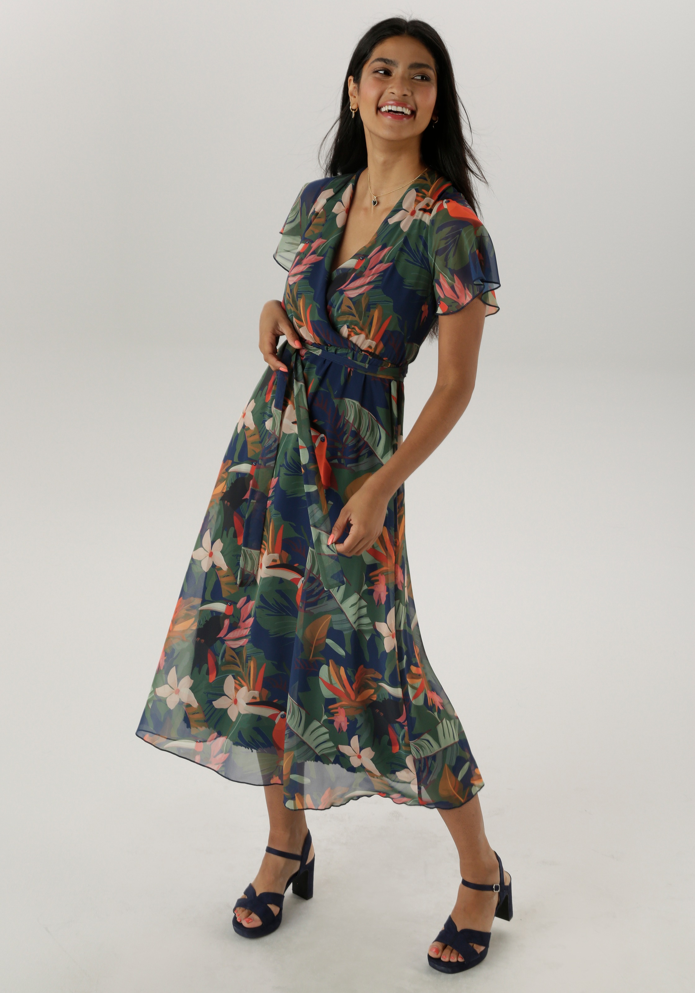 Aniston SELECTED Wickelkleid, mit blickdichtem Jerseyfutter günstig online kaufen