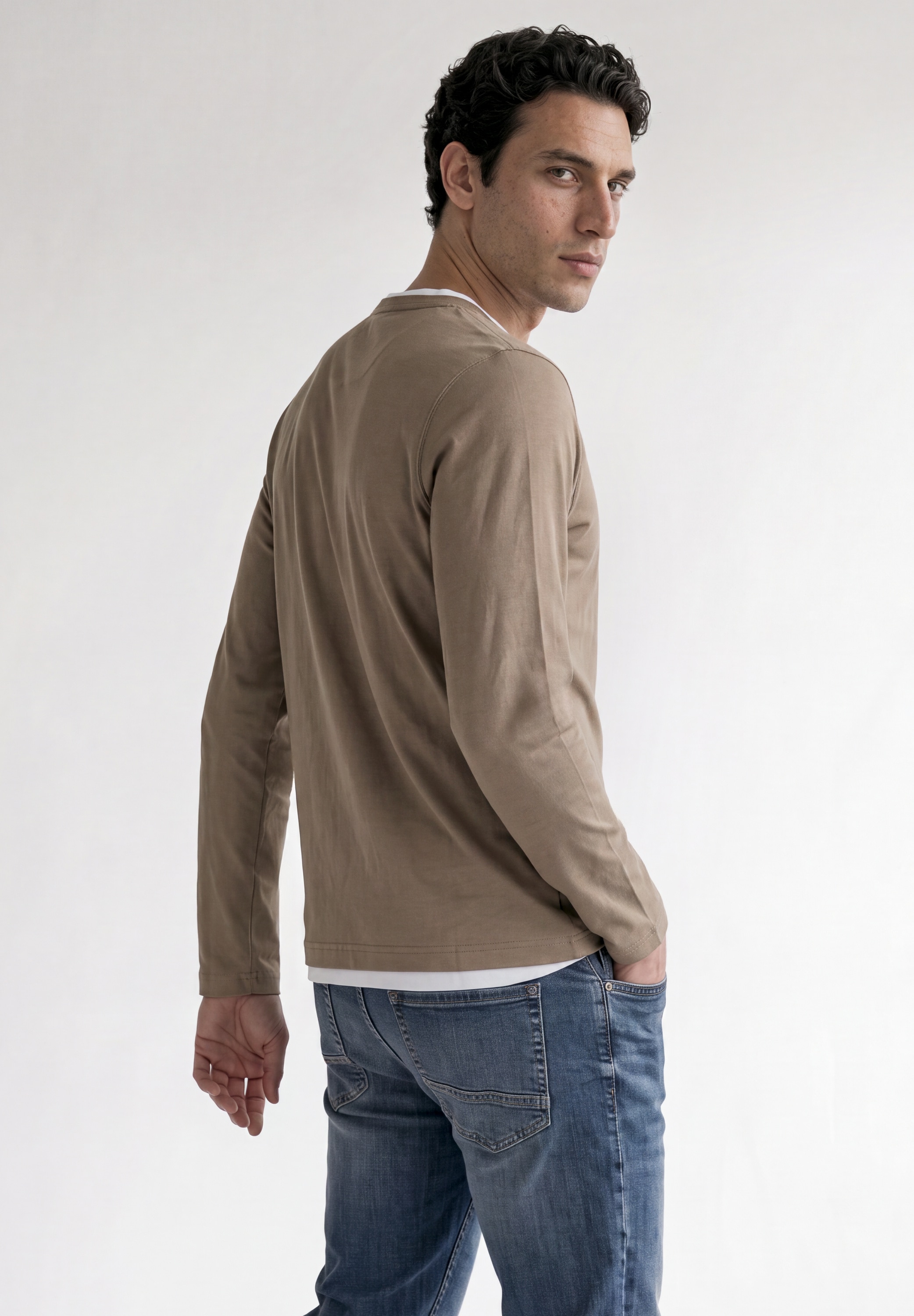 STREET ONE MEN Langarmshirt aus reiner Baumwolle