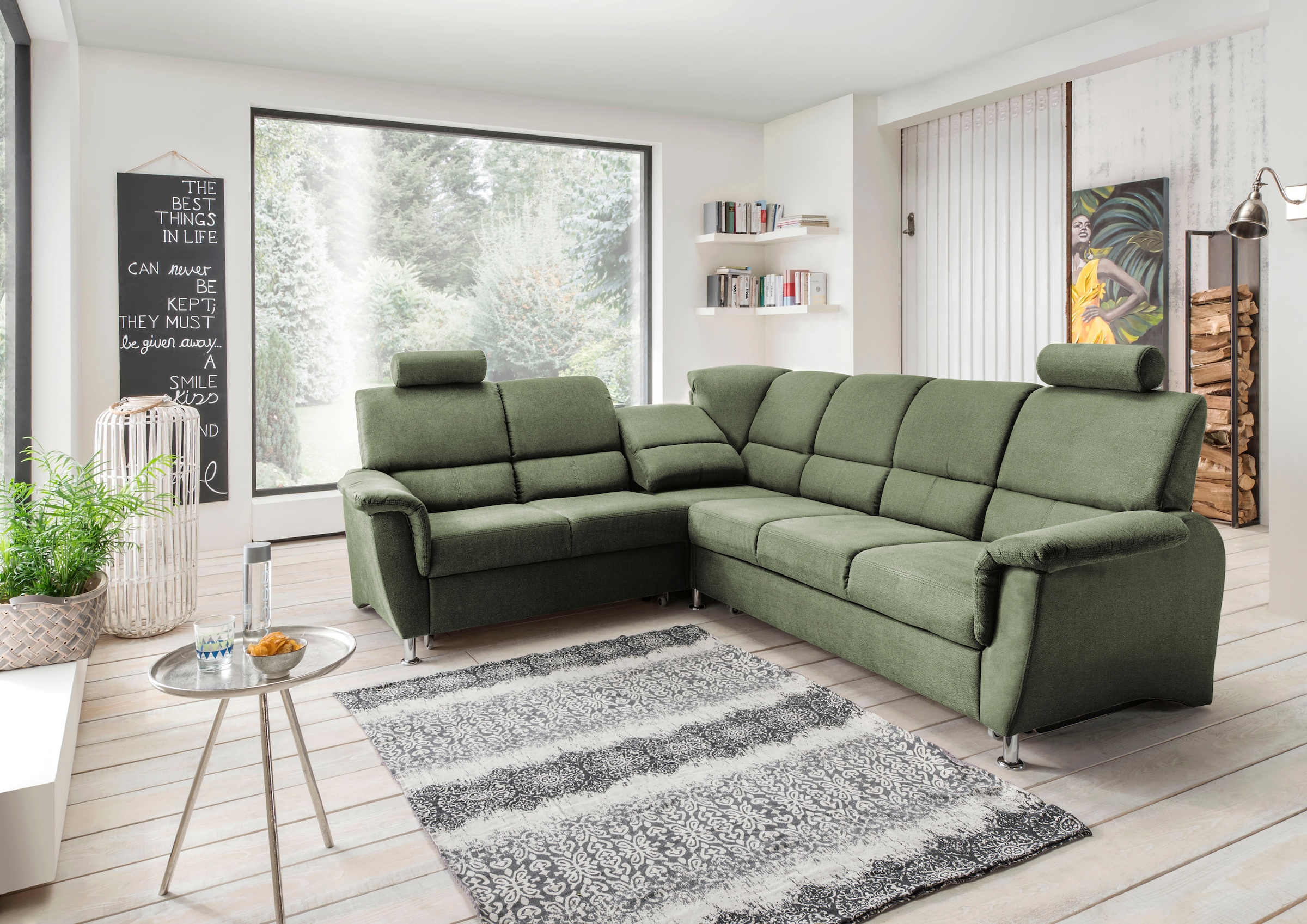Home affaire Ecksofa "Pisa L-Form, mit Schlaffunktion, Stauraum, 2x höhenve günstig online kaufen