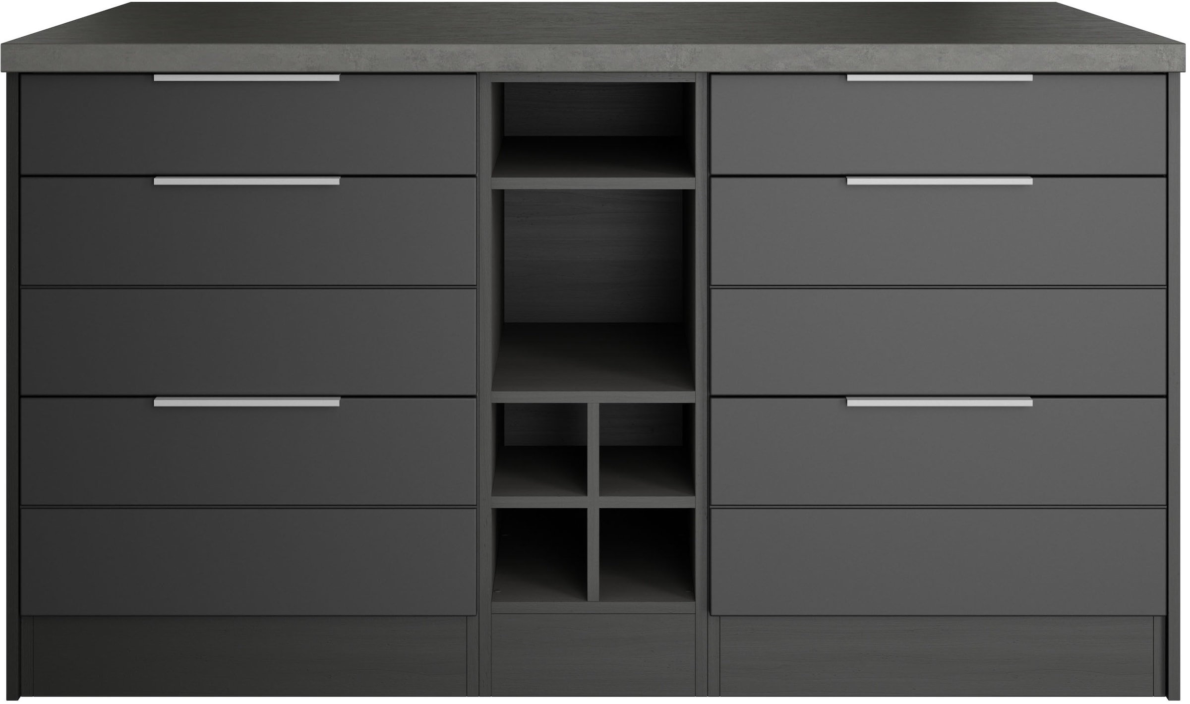 KOCHSTATION Kücheninsel »KS-Luhe, Breite 153 cm, mit Flaschenregal«, MDF-Fronten, Arbeitsplatte 38mm stark