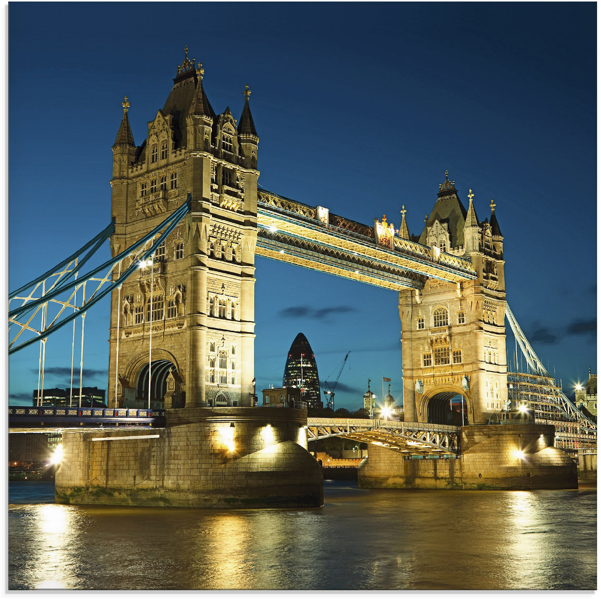 Artland Glasbild "Tower Bridge Abenddämmerung London" Brücken 1 Stk. tlg. in verschiedenen Größen