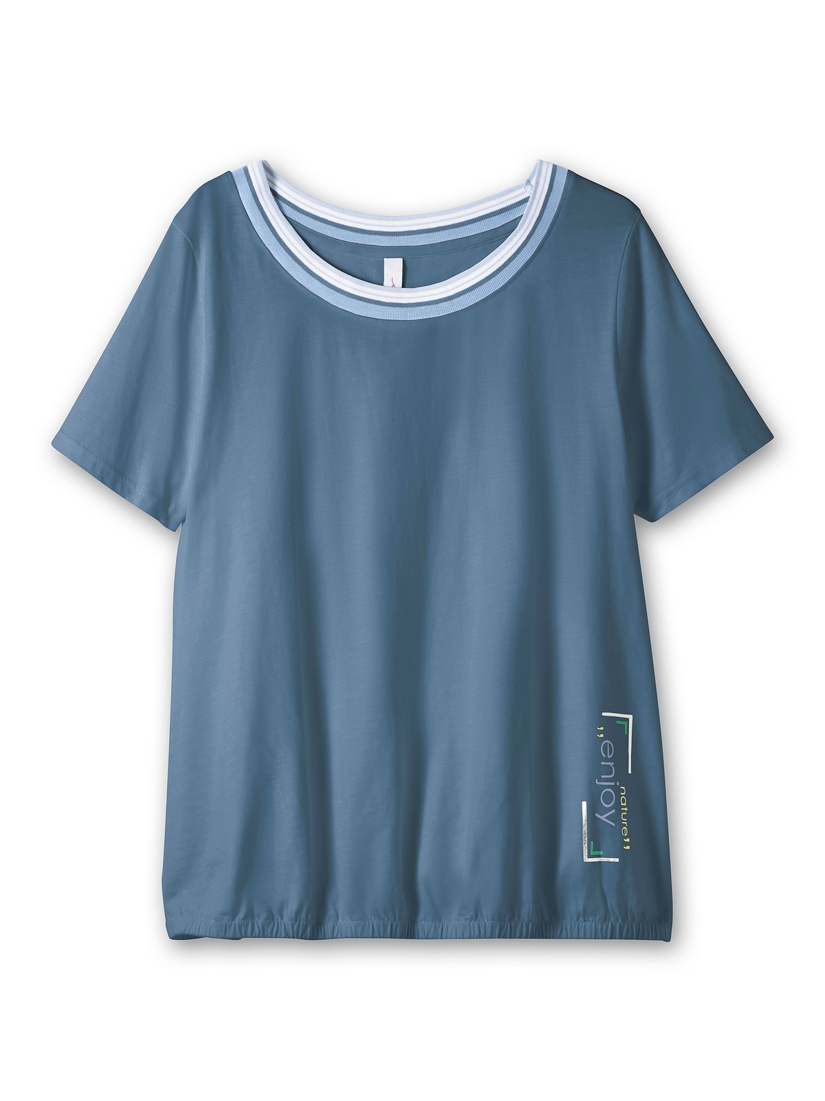 Gummizugbund und bestellen »Große | T-Shirt Rippblende mit Größen«, BAUR gestreifter Sheego