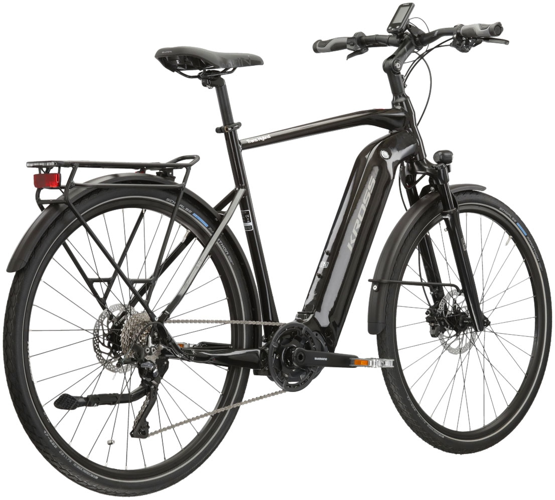 Kross E-Bike »E-Trekkingrad Trans Hybrid 6.0 28 Zoll schwarz«, 10 Gang, Shimano, DEORE XT T8000, Mittelmotor 250 W